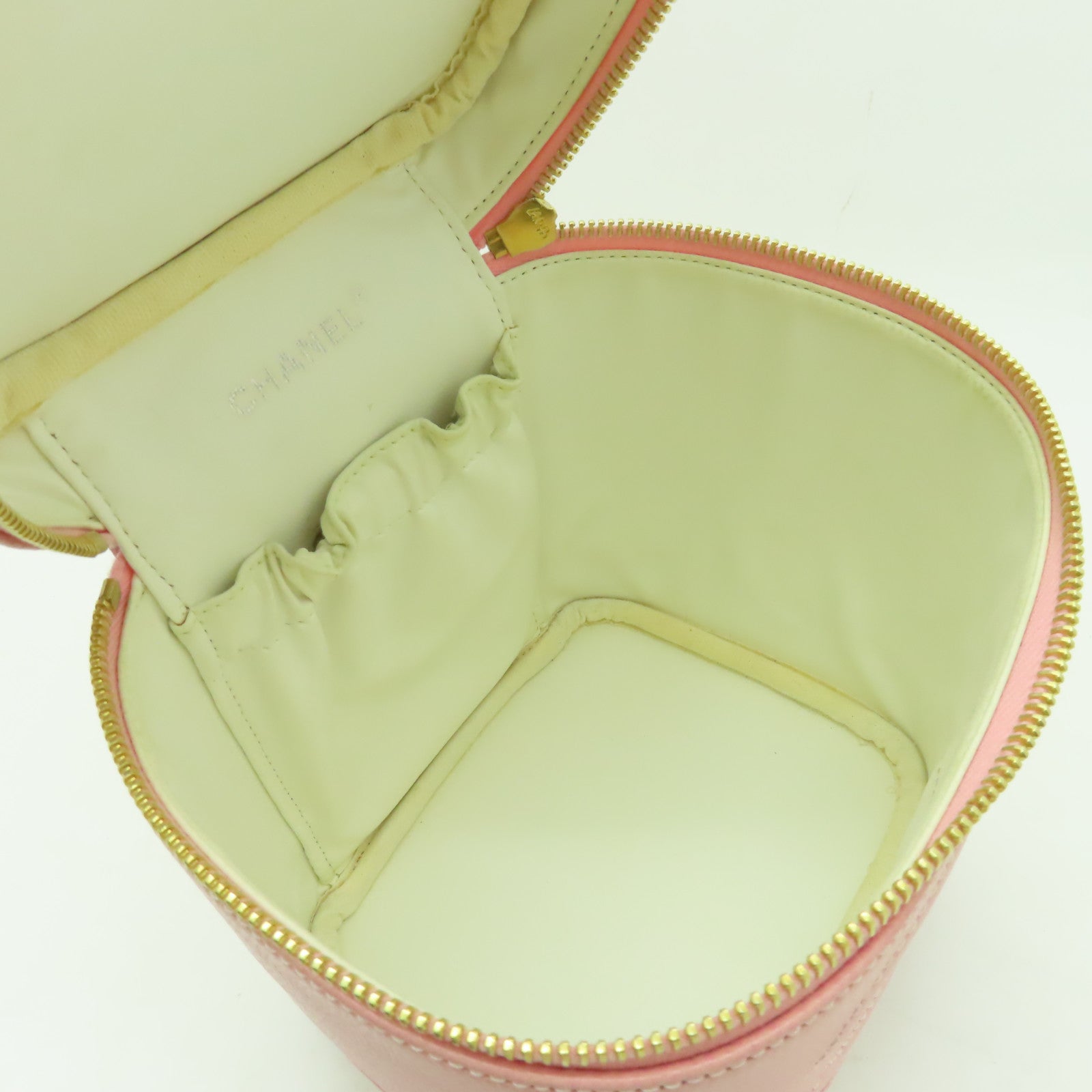 CHANEL 【清倉大減價】Caviar皮革Vanity Bag銀扣手挽袋粉紅色