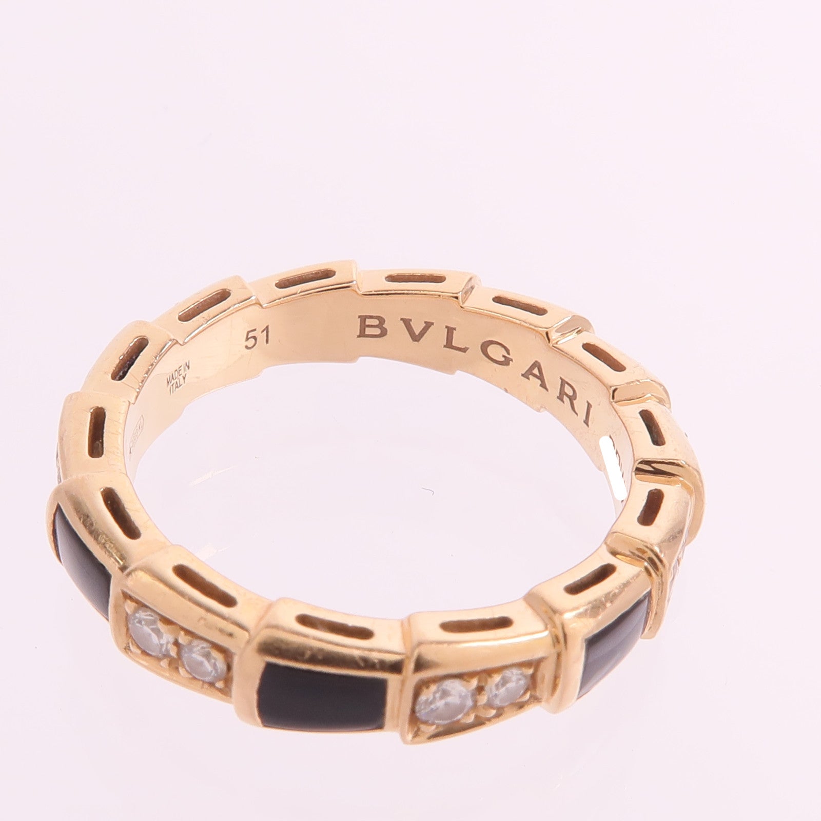 BVLGARI 18K玫瑰金Serpenti Viper Ring鑽石/戒指