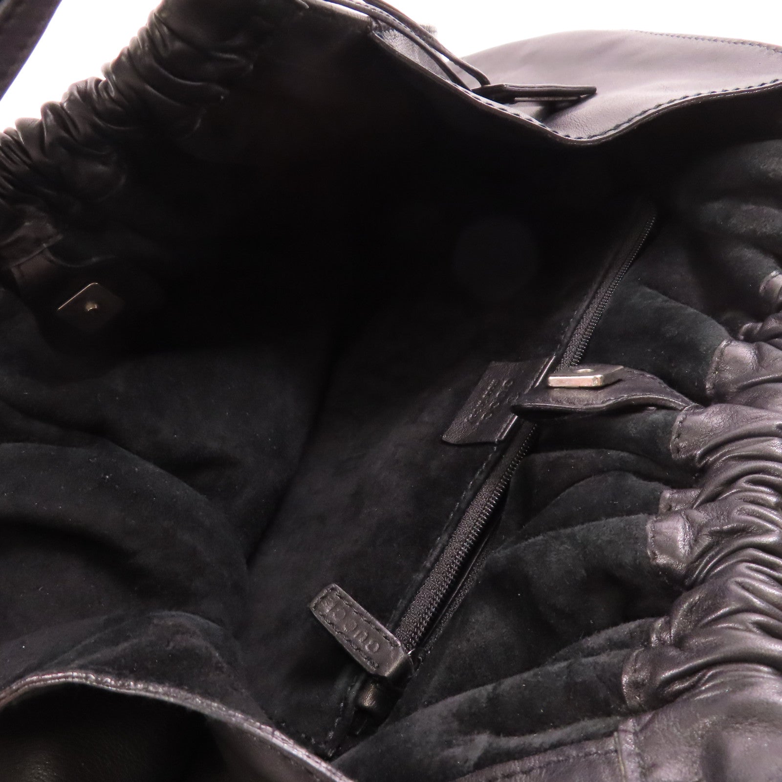 GUCCI GG SHW Hand Bag Calfskin Leather 76554 Black