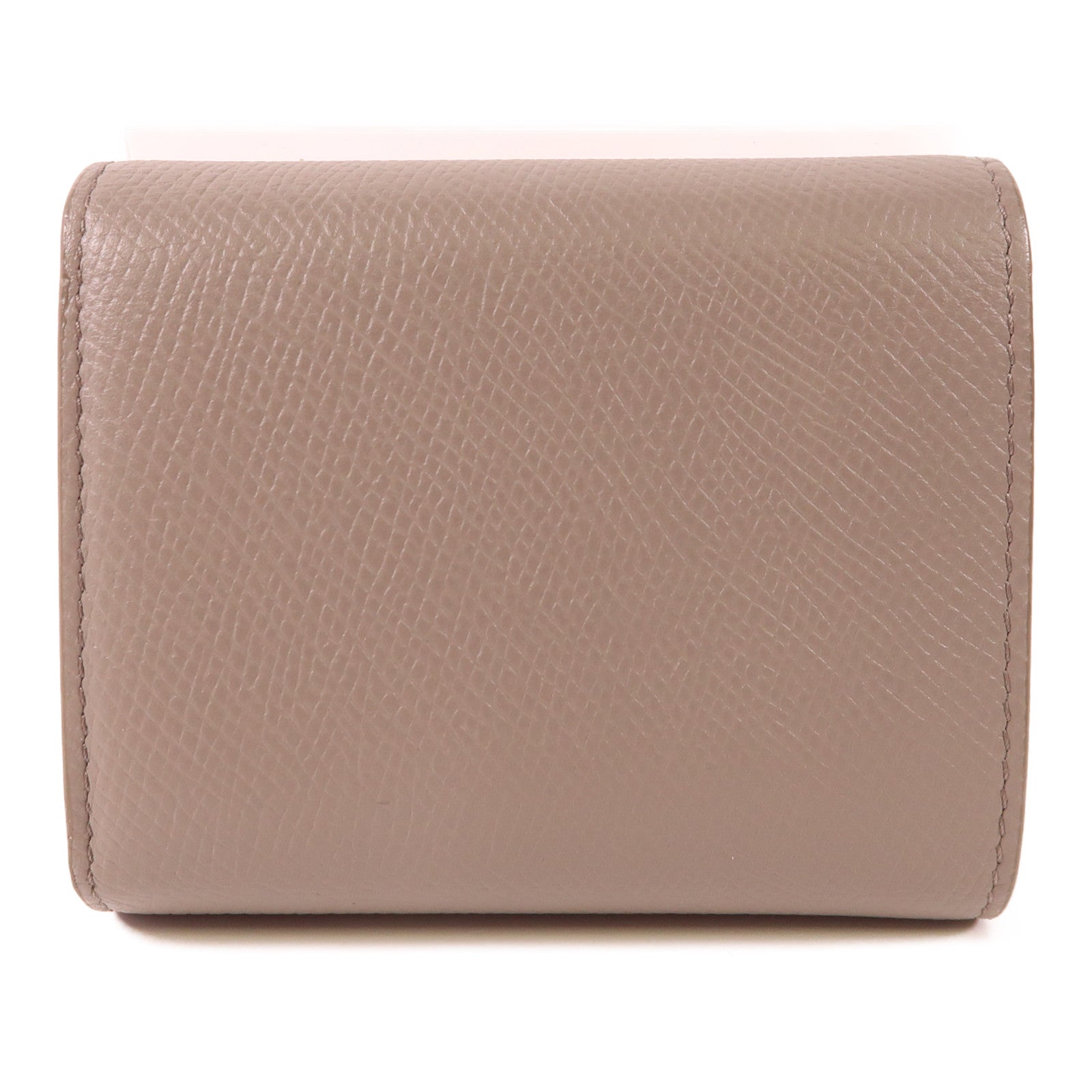 CELINE GHW Small Trifold Wallet Calfskin Leather Gray Pebble