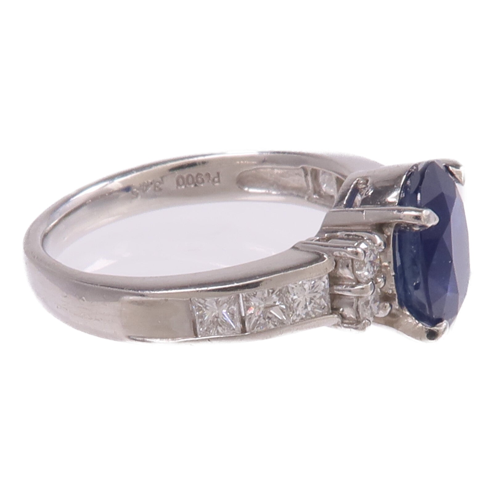 JEWELRY PT900鉑金Sapphire Diamond Ring藍寶石/鑽石戒指US#6.25