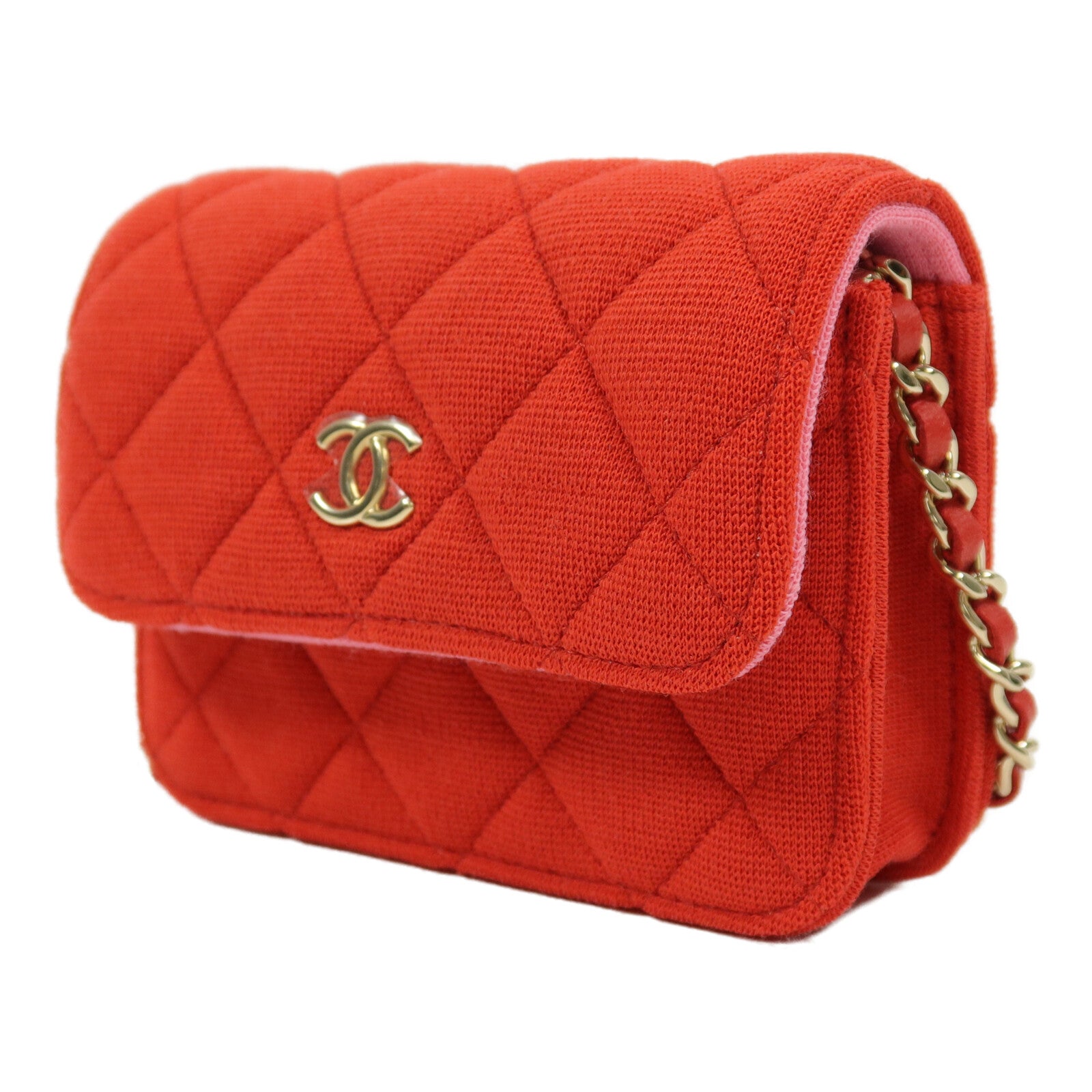 CHANEL Jersey Quilted Mini Flap Clutch With Chain鏈帶肩背袋