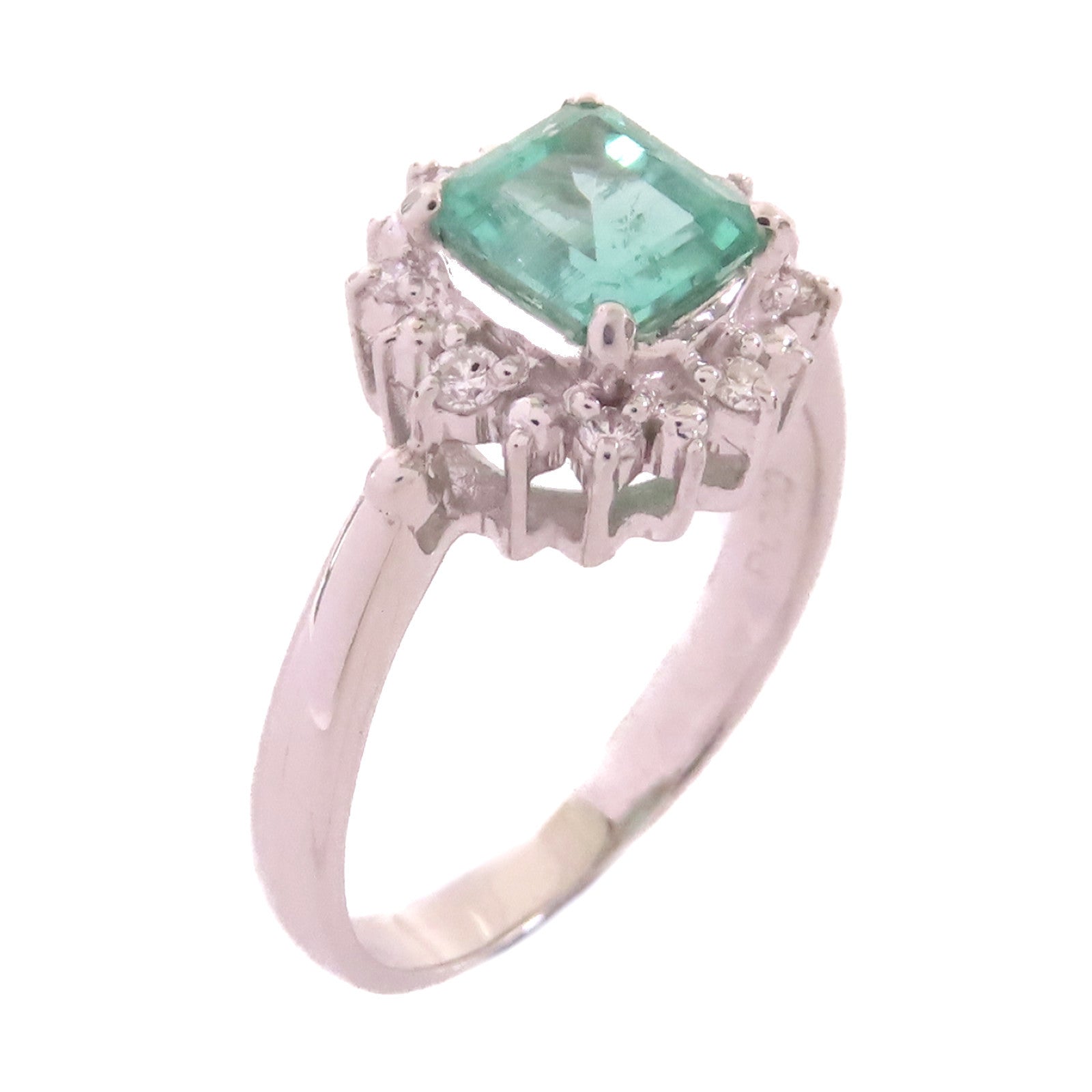 JEWELRY **【激減優惠】PT900鉑金/1.05ct綠寶石/0.12ct鑽石Emerald Ring戒指#6.75