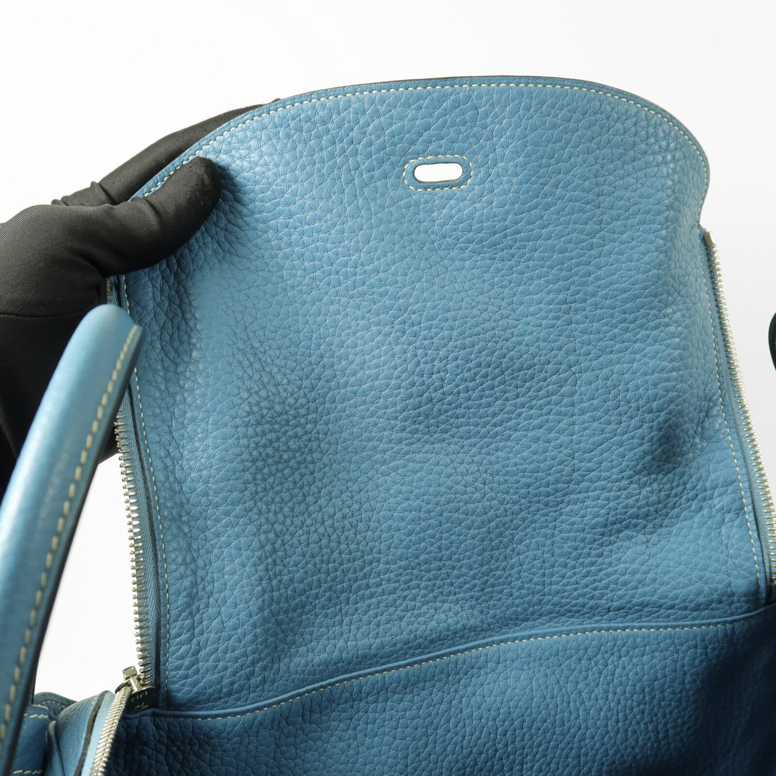 HERMES Clemence皮革Lindy 34手挽肩背兩用袋Blue Jeans