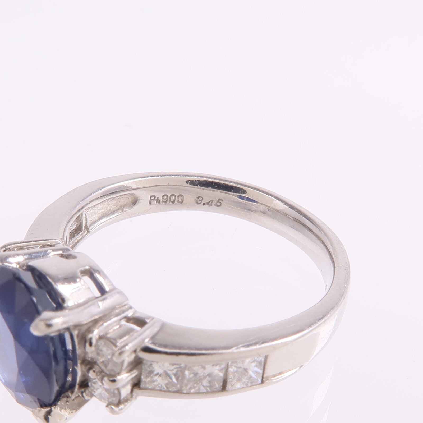 JEWELRY PT900鉑金Sapphire Diamond Ring藍寶石/鑽石戒指US#6.25