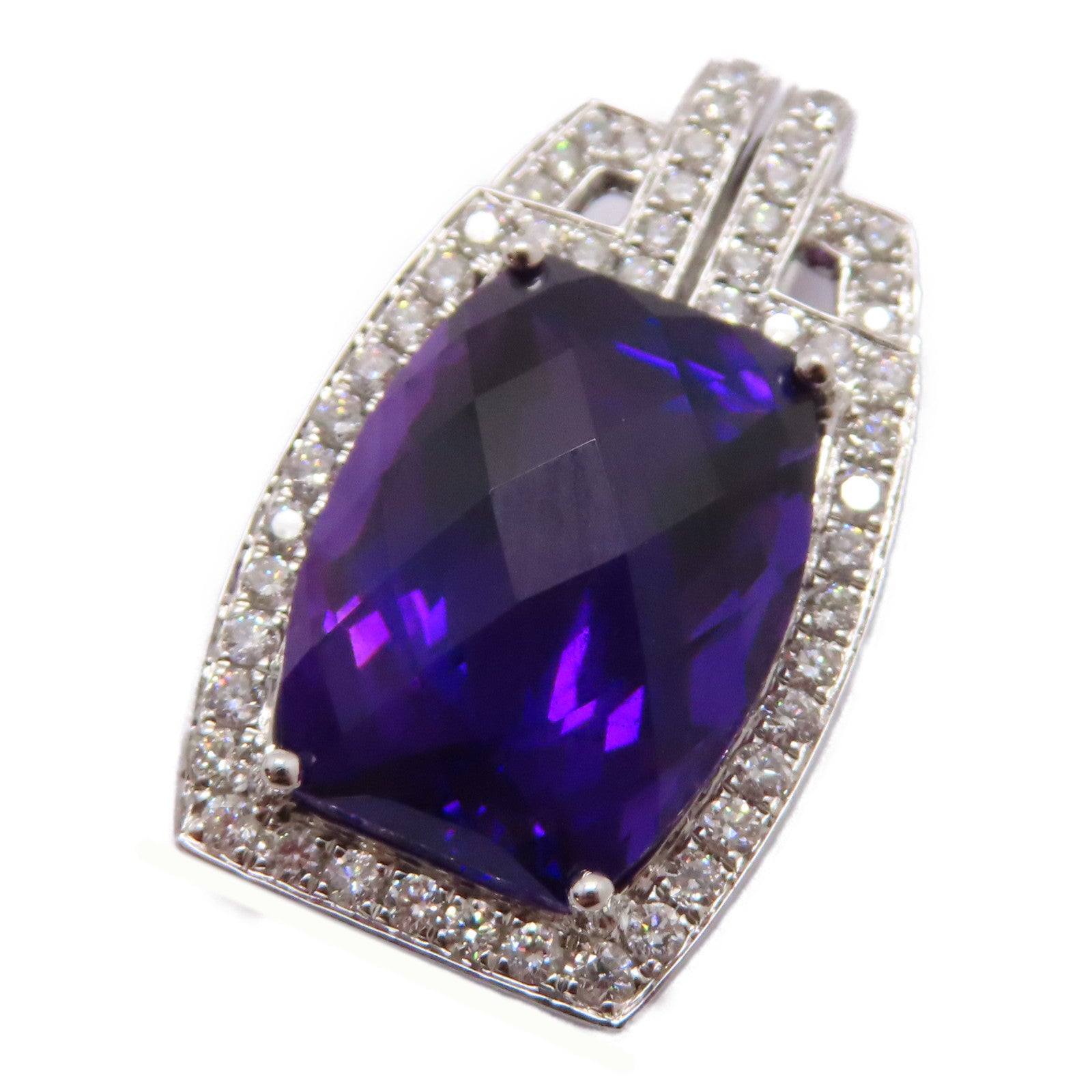 JEWELRY 18K白金Amethyst Diamond Pendant Top紫晶/鑽石吊墜