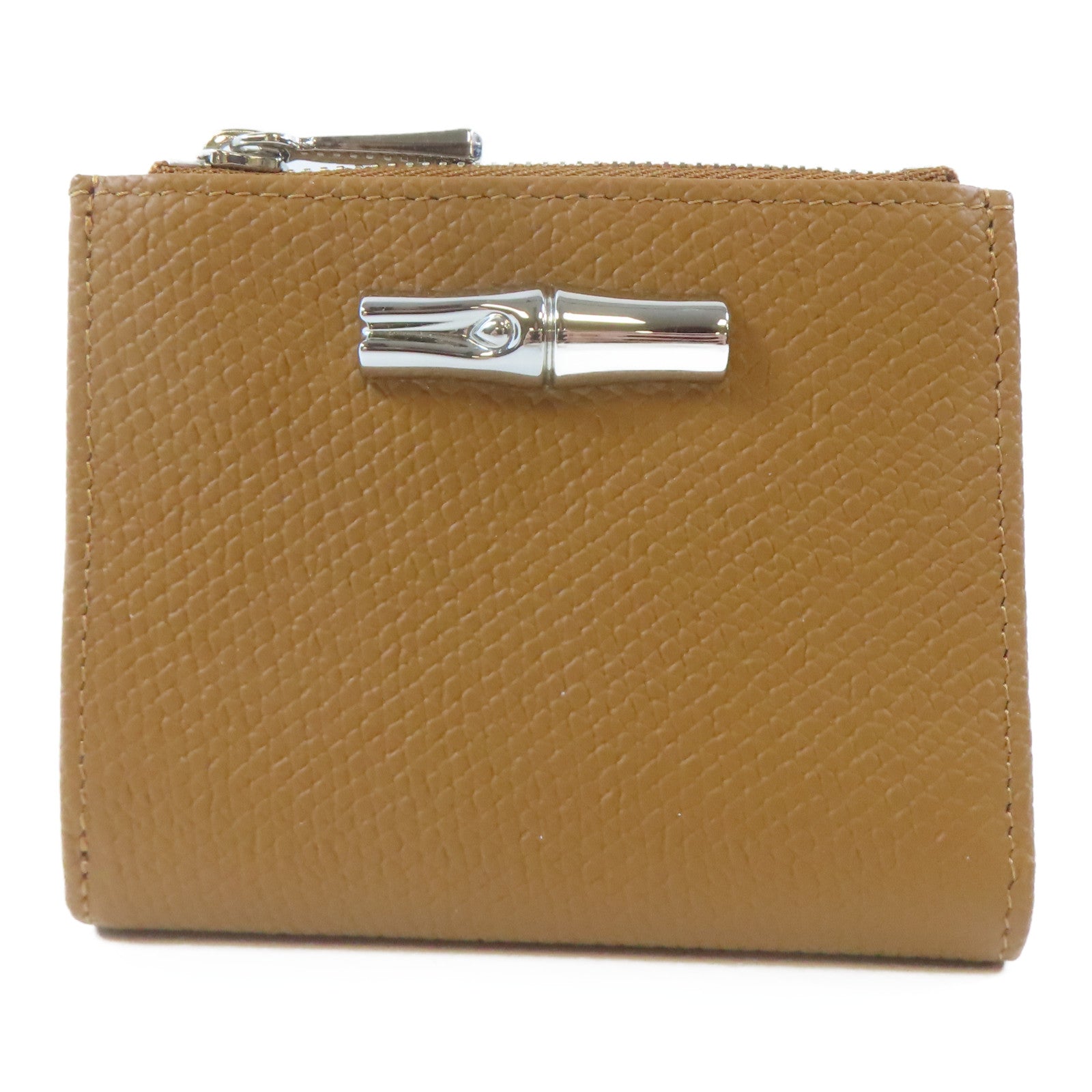 Longchamp 皮革Bifold Wallet銀扣錢包啡色