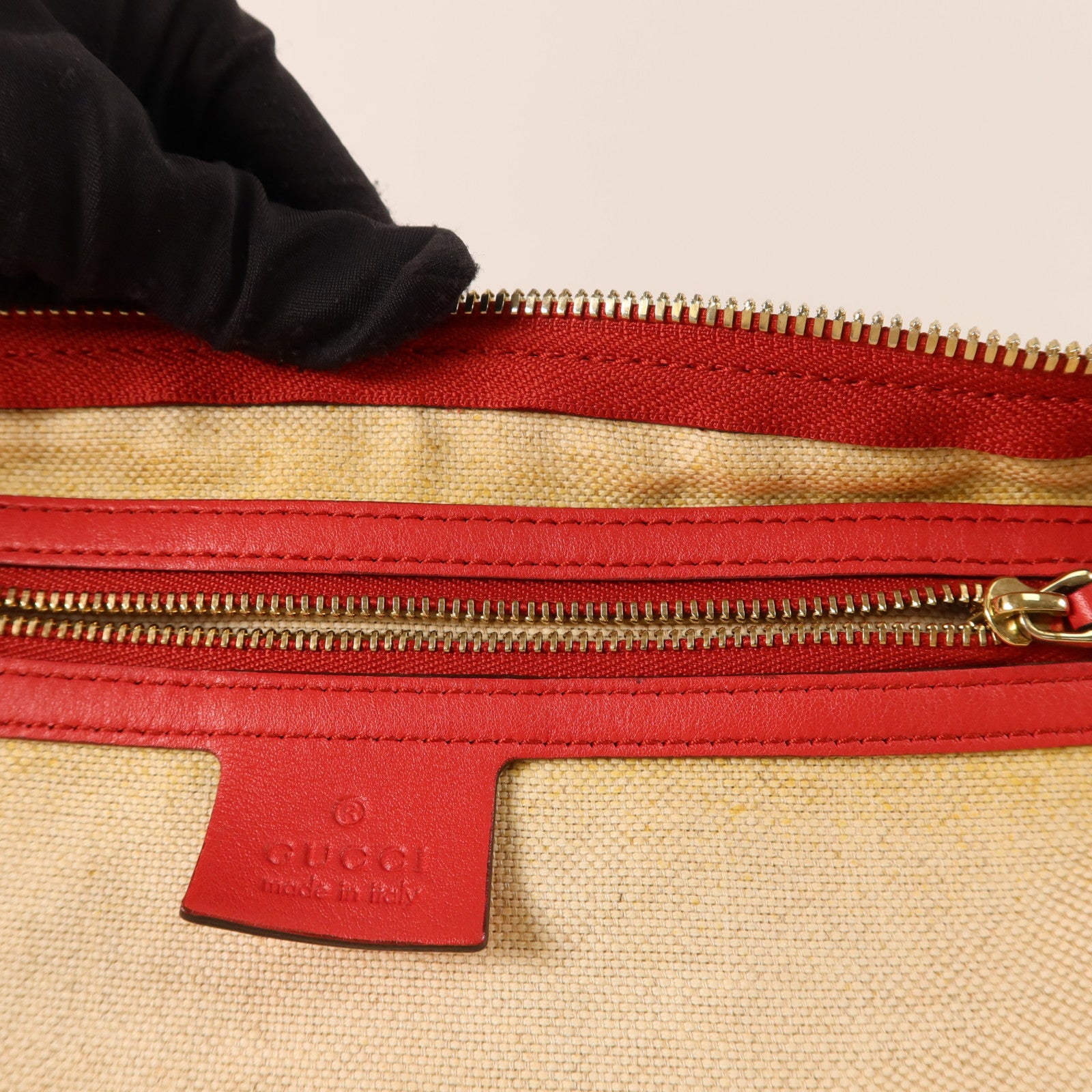 GUCCI 塗層帆布Boston Bag金扣手挽袋