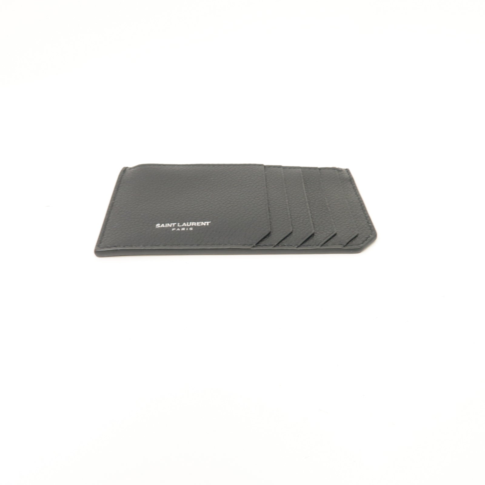 SAINT LAURENT 牛皮皮革Card Case銀扣卡片套黑色