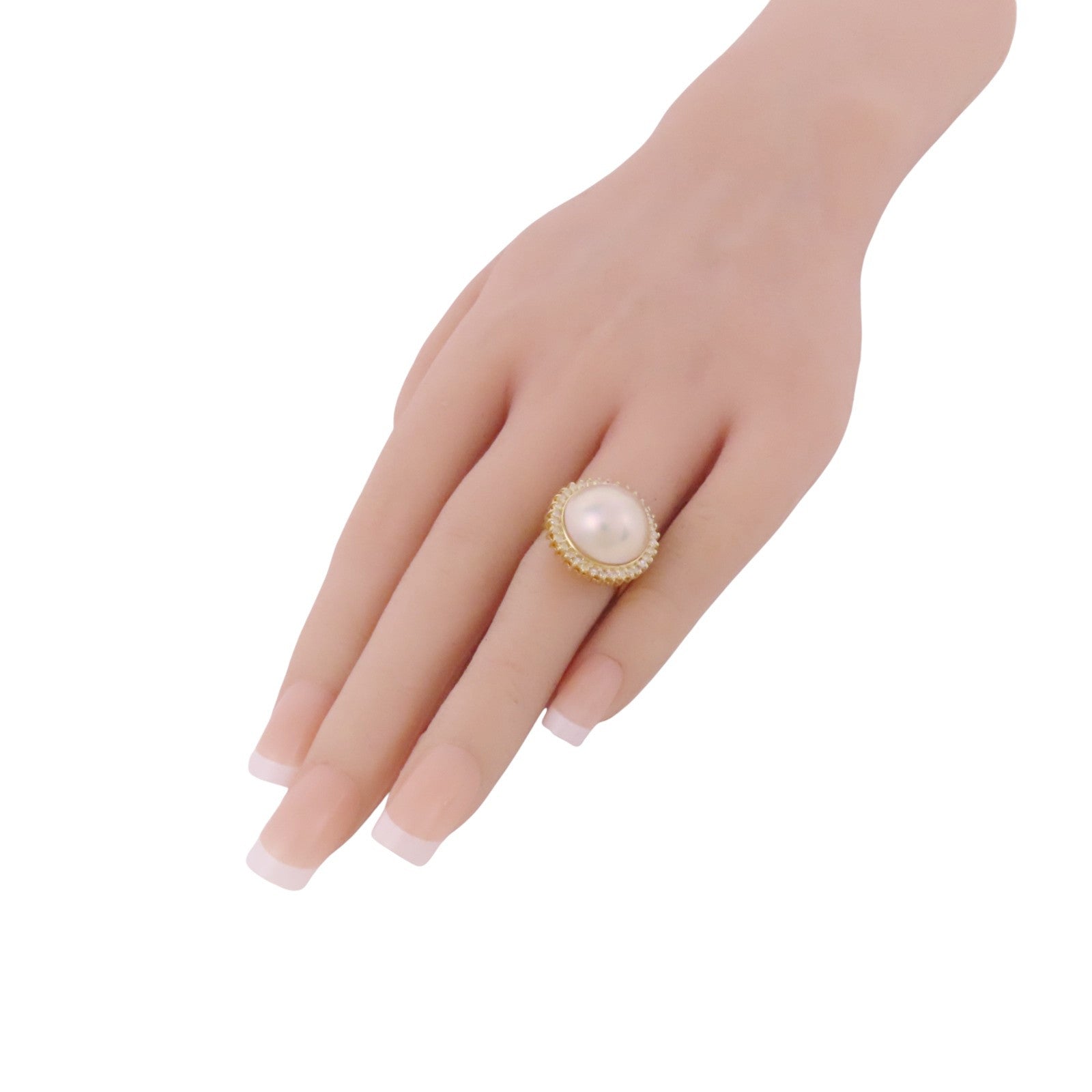 JEWELRY 【激減優惠】14K黃金Pearl Diamond Ring珍珠/鑽石戒指US#4.75