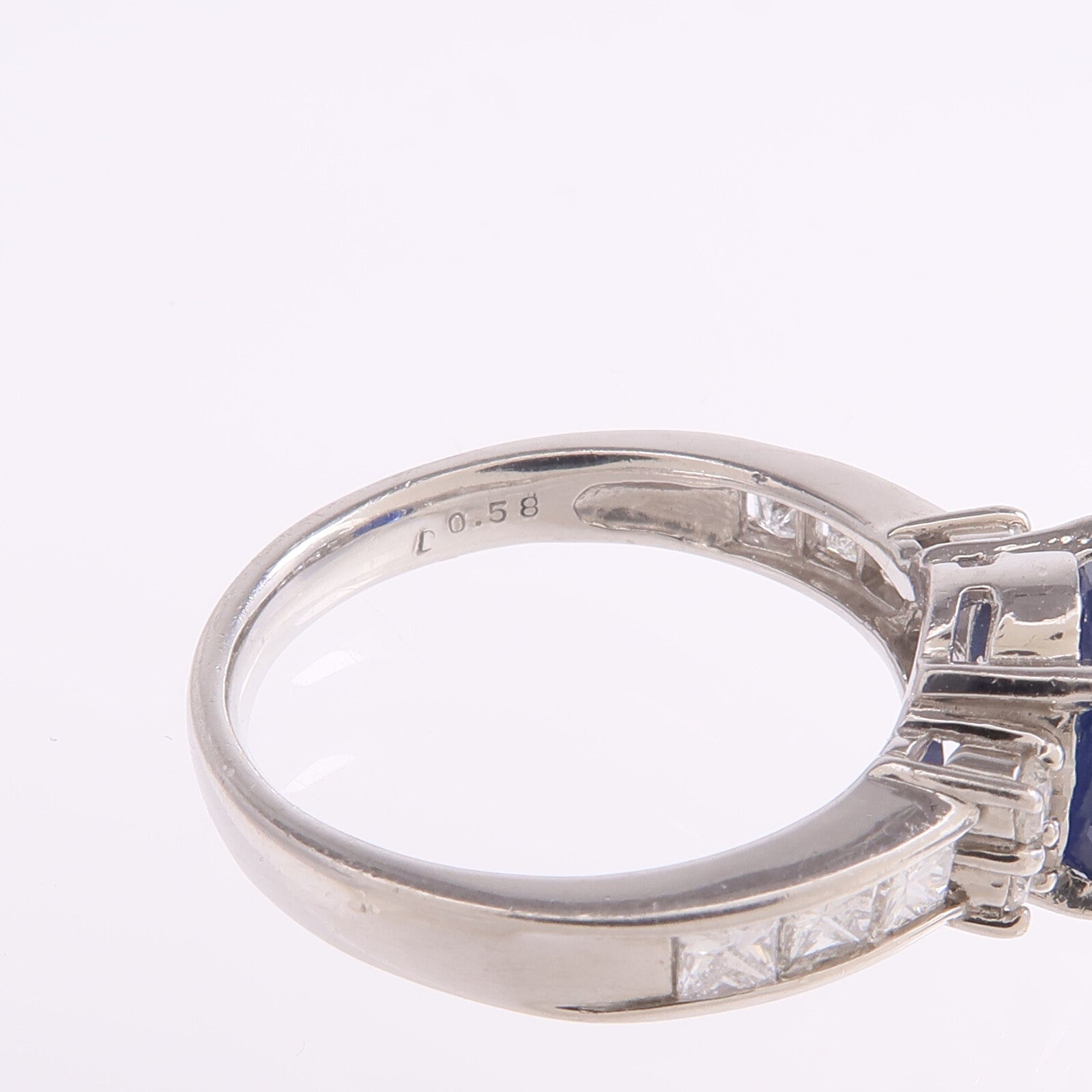 JEWELRY PT900鉑金Sapphire Diamond Ring藍寶石/鑽石戒指US#6.25