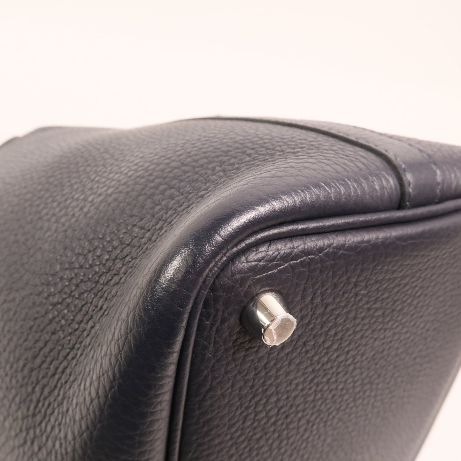 HERMES Clemence皮革Picotin PM銀扣手挽袋Bleu Nuit
