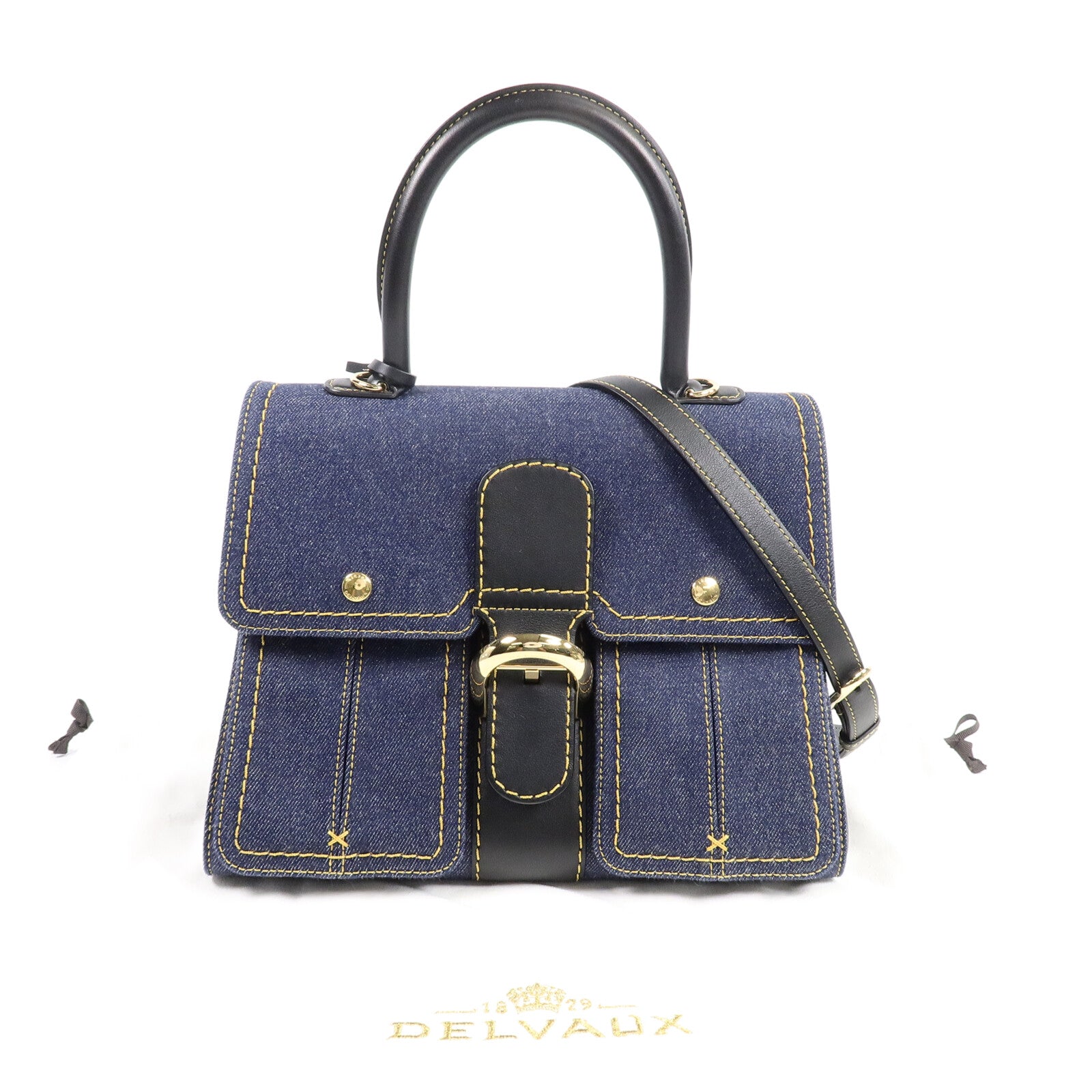 Delvaux 牛仔布Brillant Trench手挽肩背兩用袋