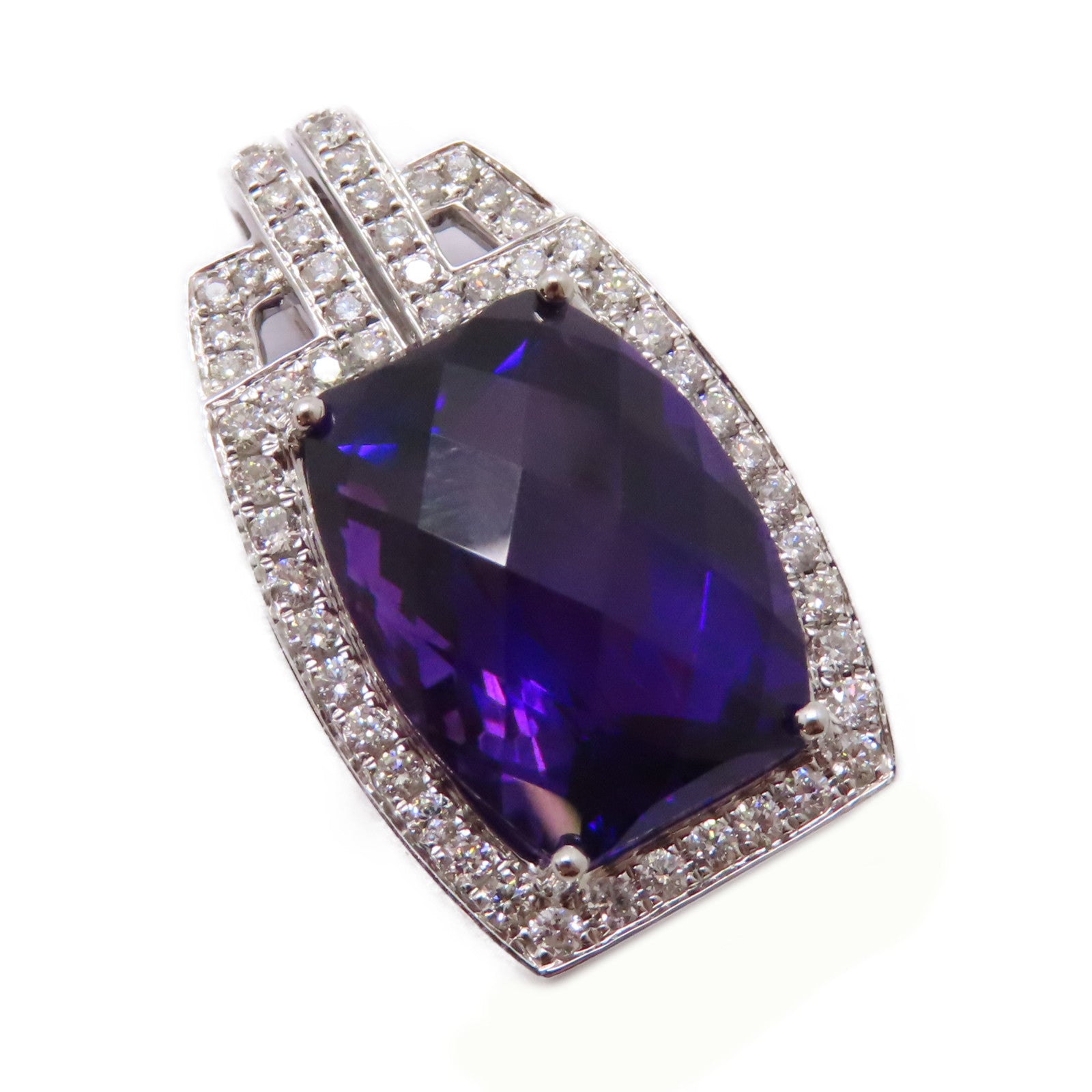 JEWELRY 18K白金Amethyst Diamond Pendant Top紫晶/鑽石吊墜