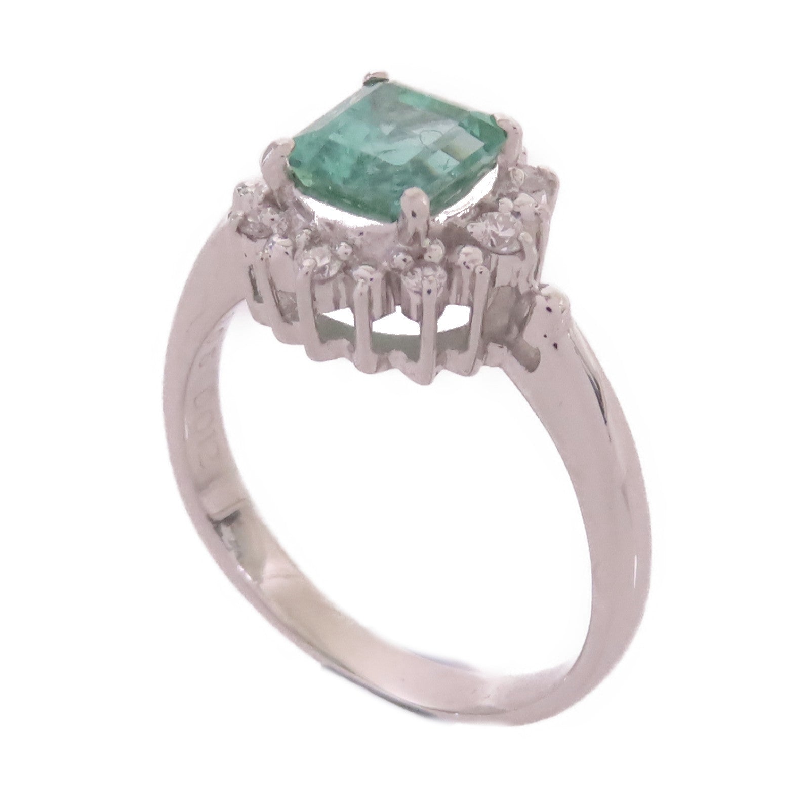 JEWELRY **【激減優惠】PT900鉑金/1.05ct綠寶石/0.12ct鑽石Emerald Ring戒指#6.75