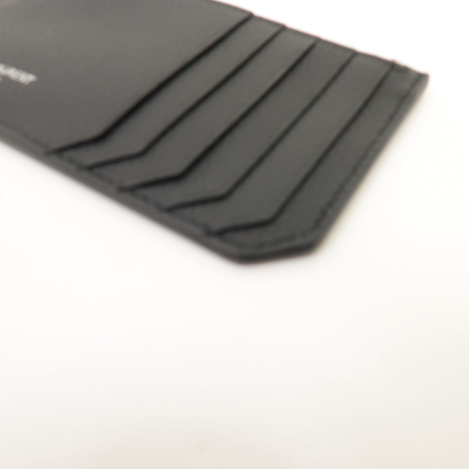 SAINT LAURENT 牛皮皮革Card Case銀扣卡片套黑色