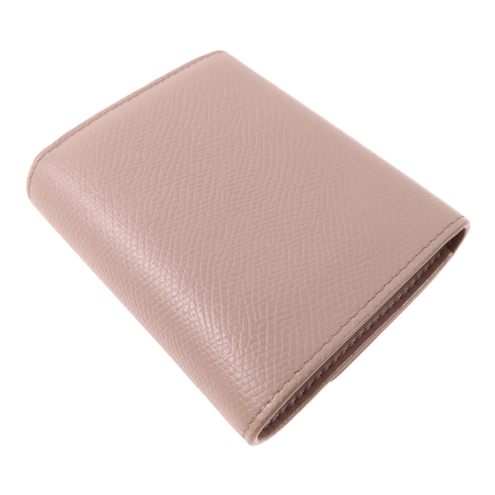 CELINE GHW Small Trifold Wallet Calfskin Leather Gray Pebble