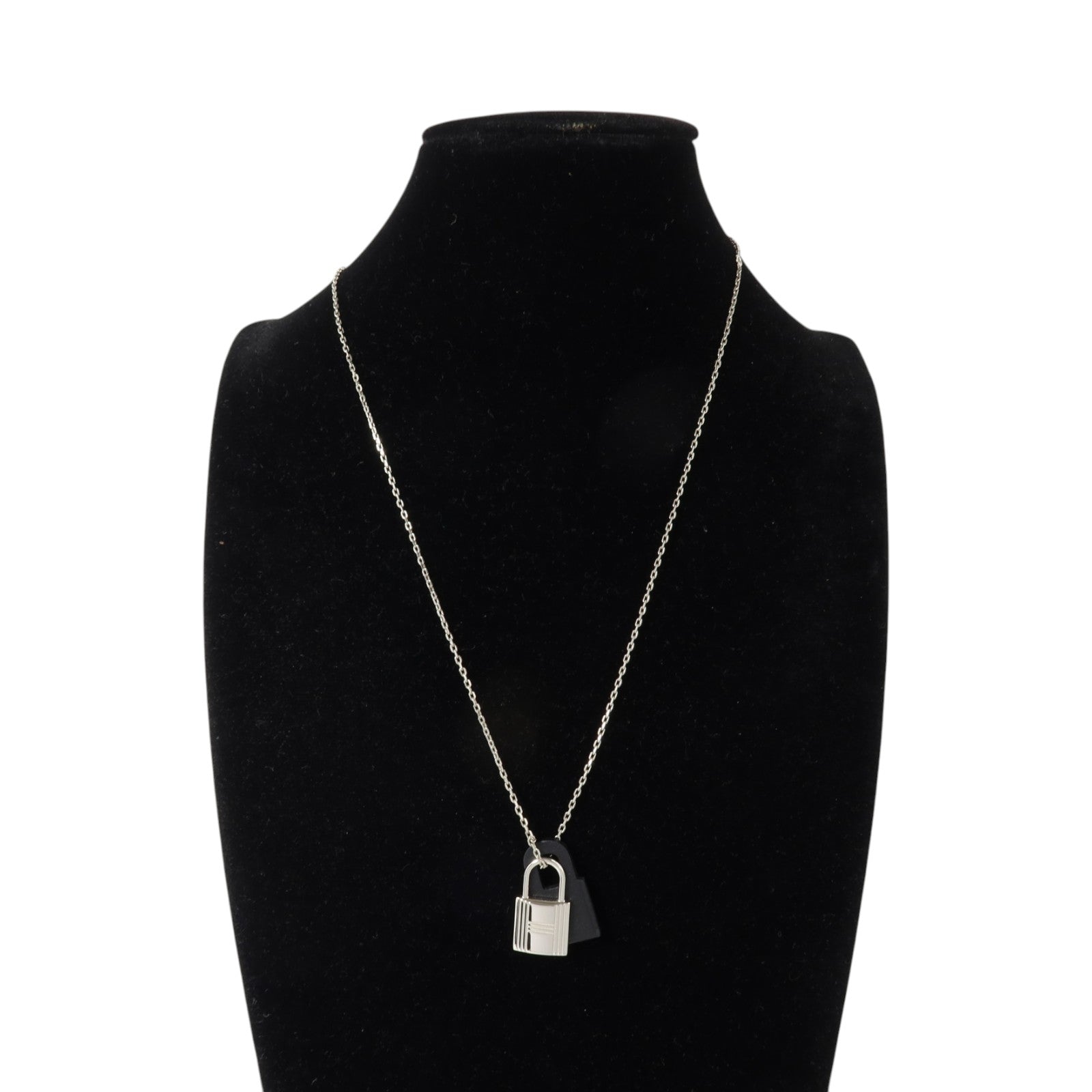 HERMES Swift皮革/金屬O'Kelly Necklace銀扣項鏈