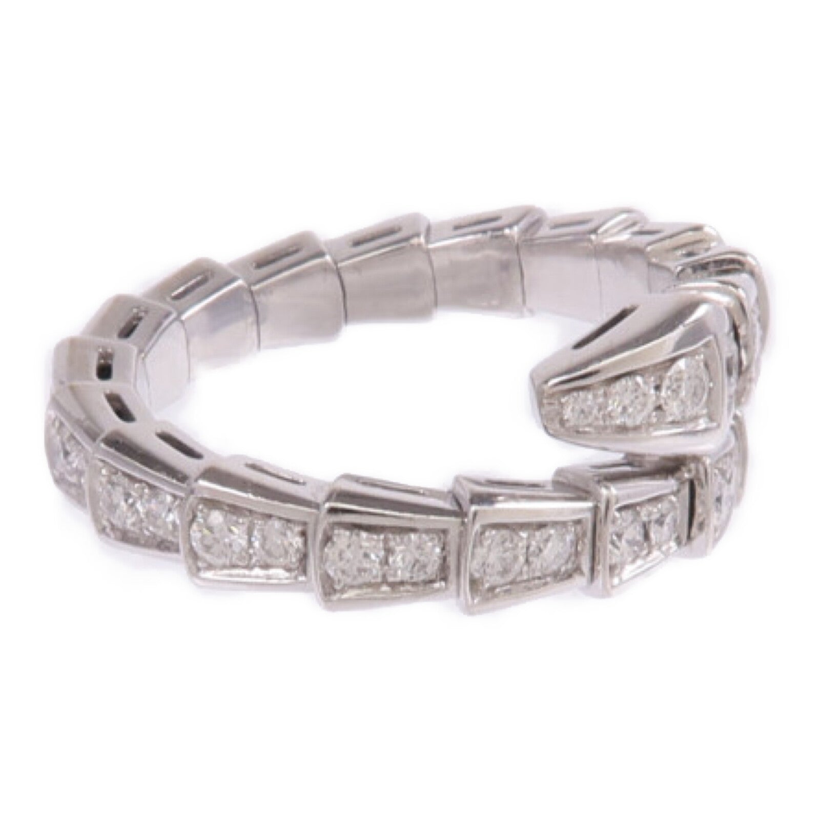 BVLGARI 18K白金Serpenti Viper鑽石戒指Bvlgari#L/US#7
