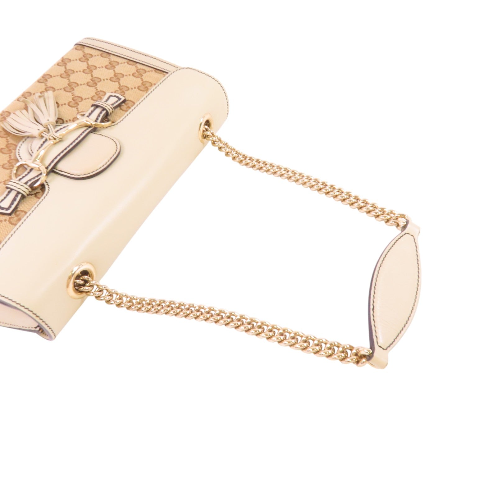 GUCCI GG帆布/牛皮皮革Emily Chain金扣鏈帶肩背袋