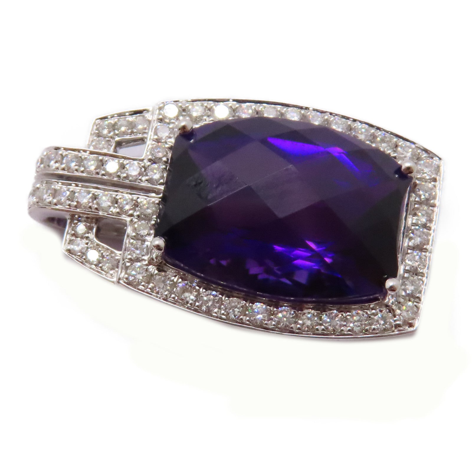JEWELRY 18K白金Amethyst Diamond Pendant Top紫晶/鑽石吊墜