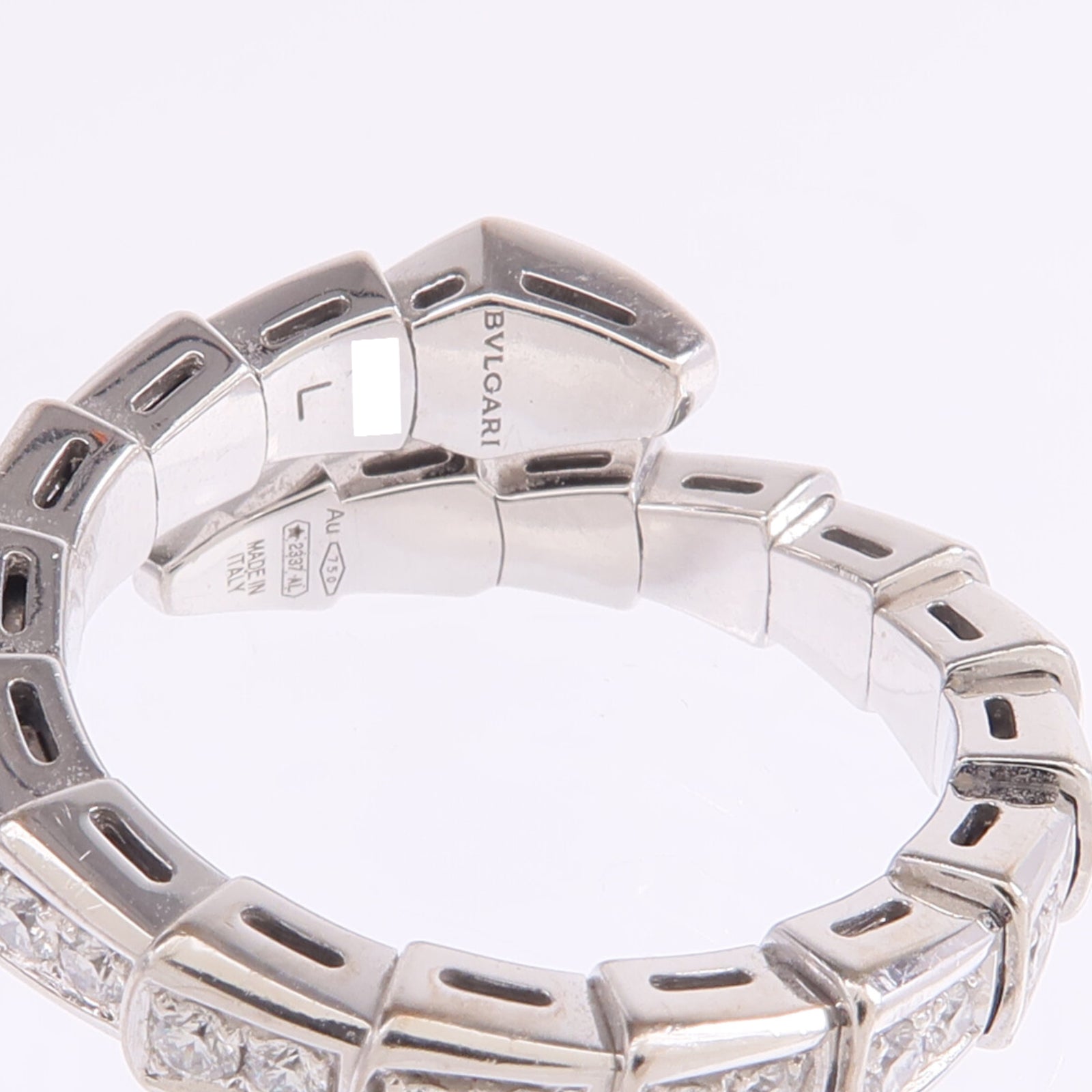 BVLGARI 18K白金Serpenti Viper鑽石戒指Bvlgari#L/US#7