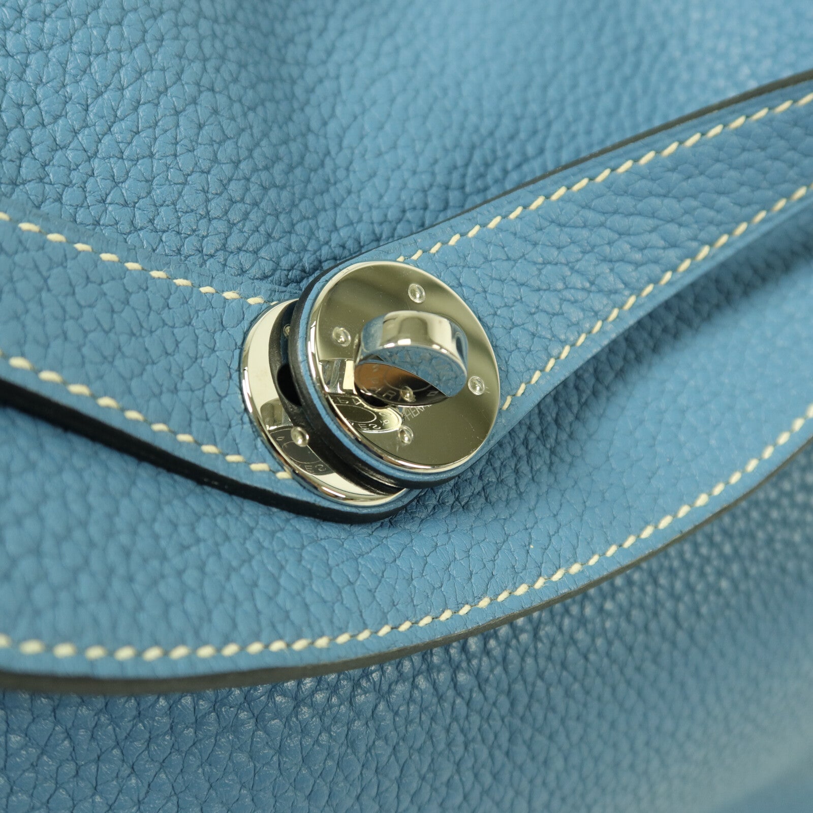 HERMES Clemence皮革Lindy 34手挽肩背兩用袋Blue Jeans
