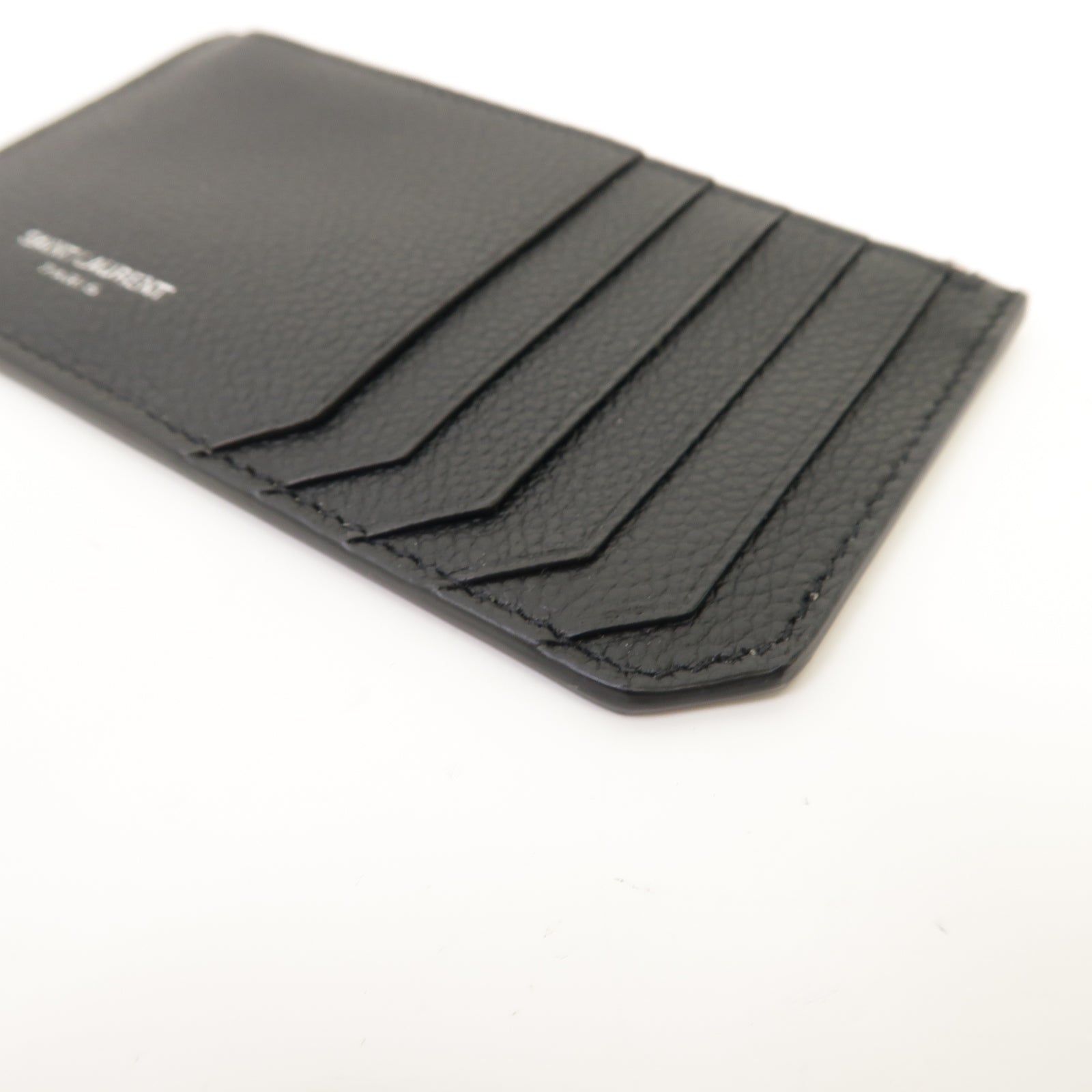 SAINT LAURENT 牛皮皮革Card Case銀扣卡片套黑色