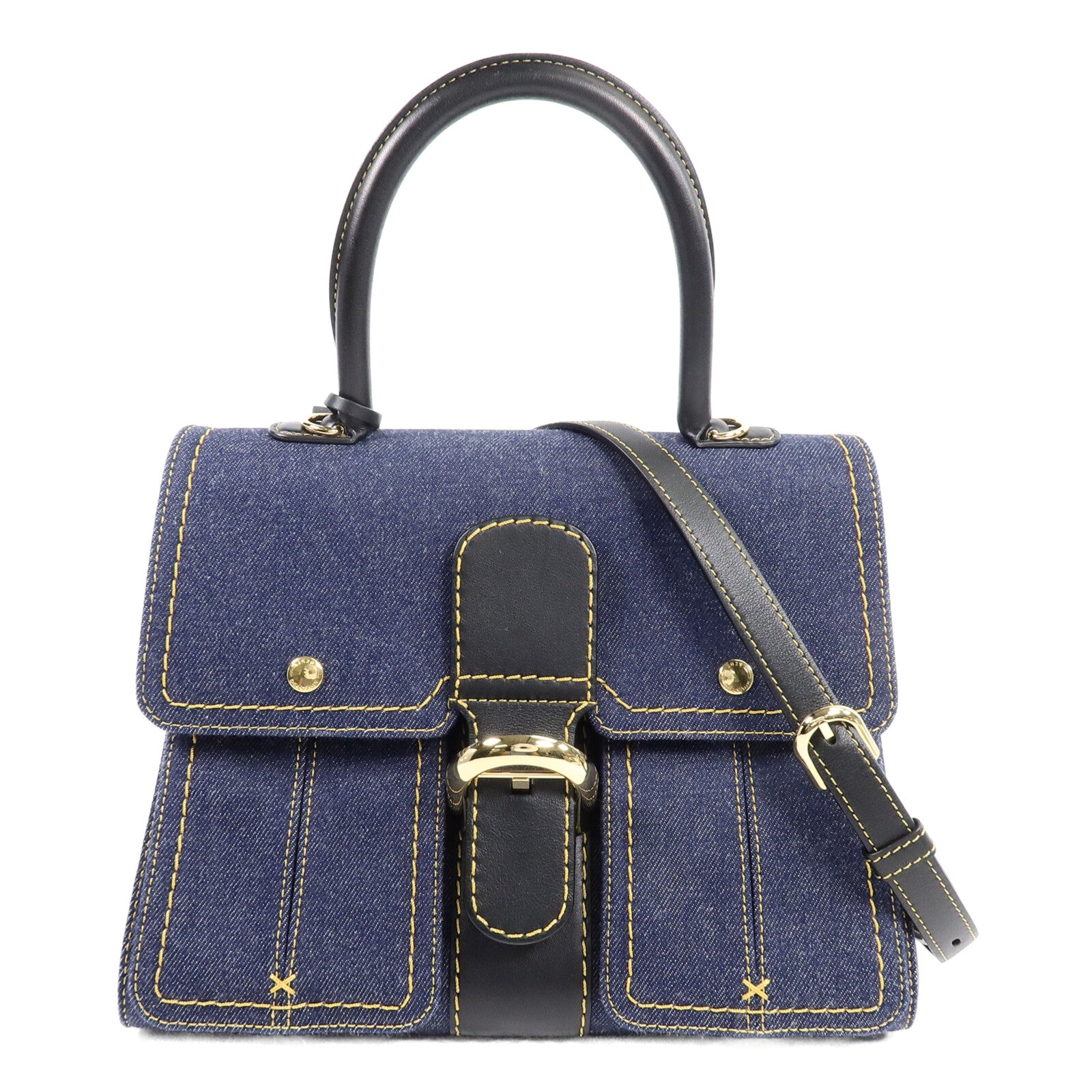 Delvaux 牛仔布Brillant Trench手挽肩背兩用袋