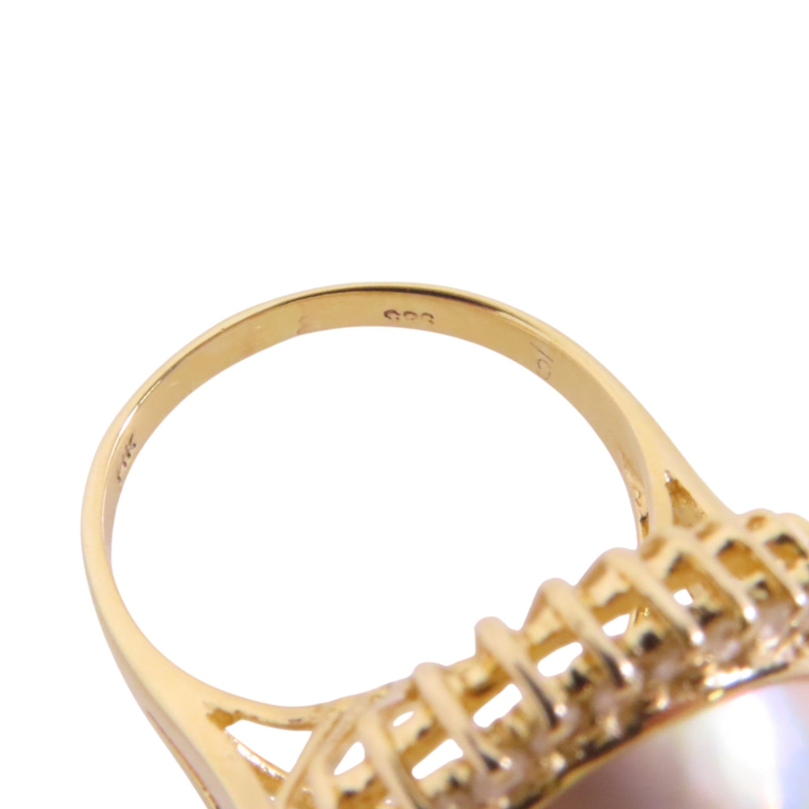 JEWELRY 【激減優惠】14K黃金Pearl Diamond Ring珍珠/鑽石戒指US#4.75