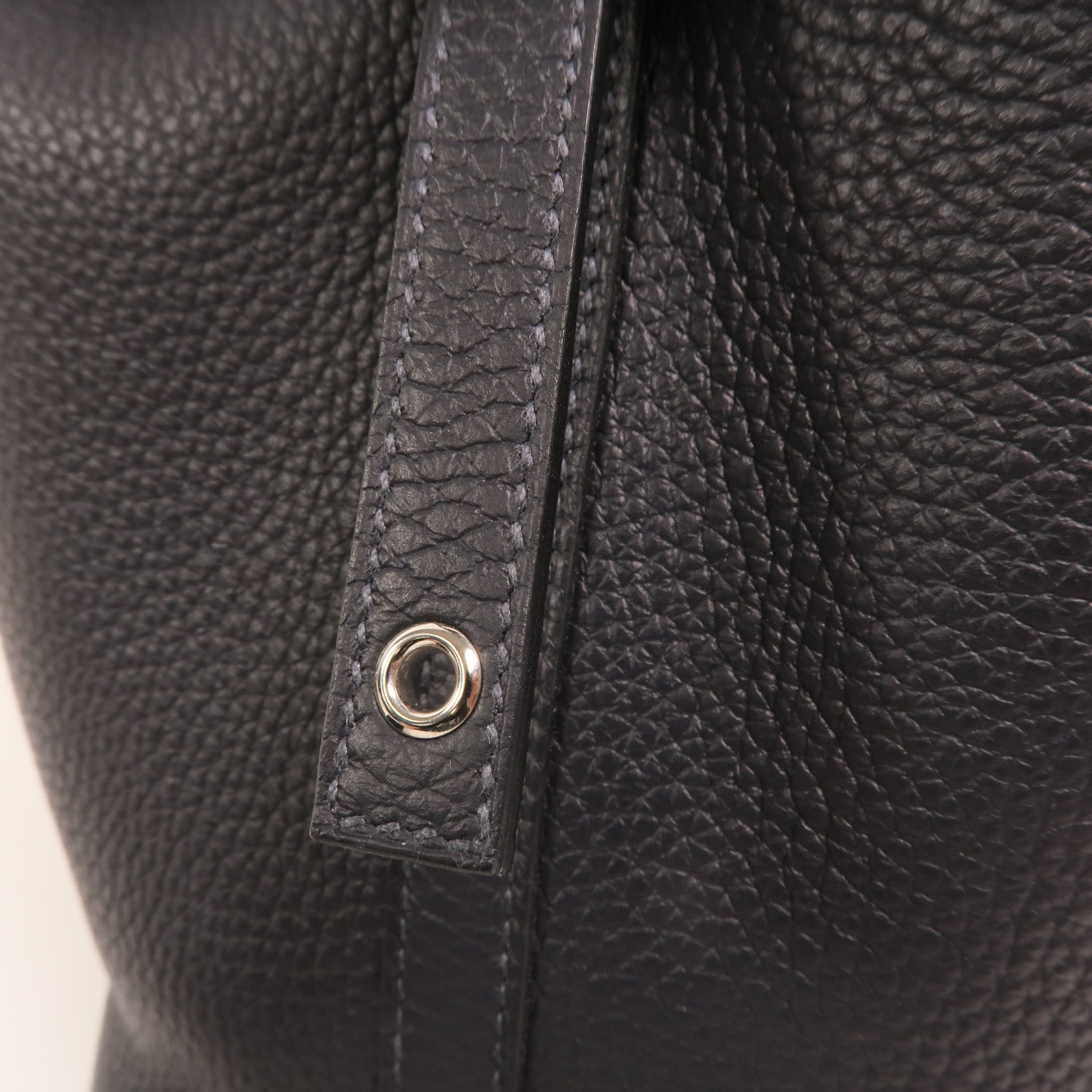 HERMES Clemence皮革Picotin PM銀扣手挽袋Bleu Nuit