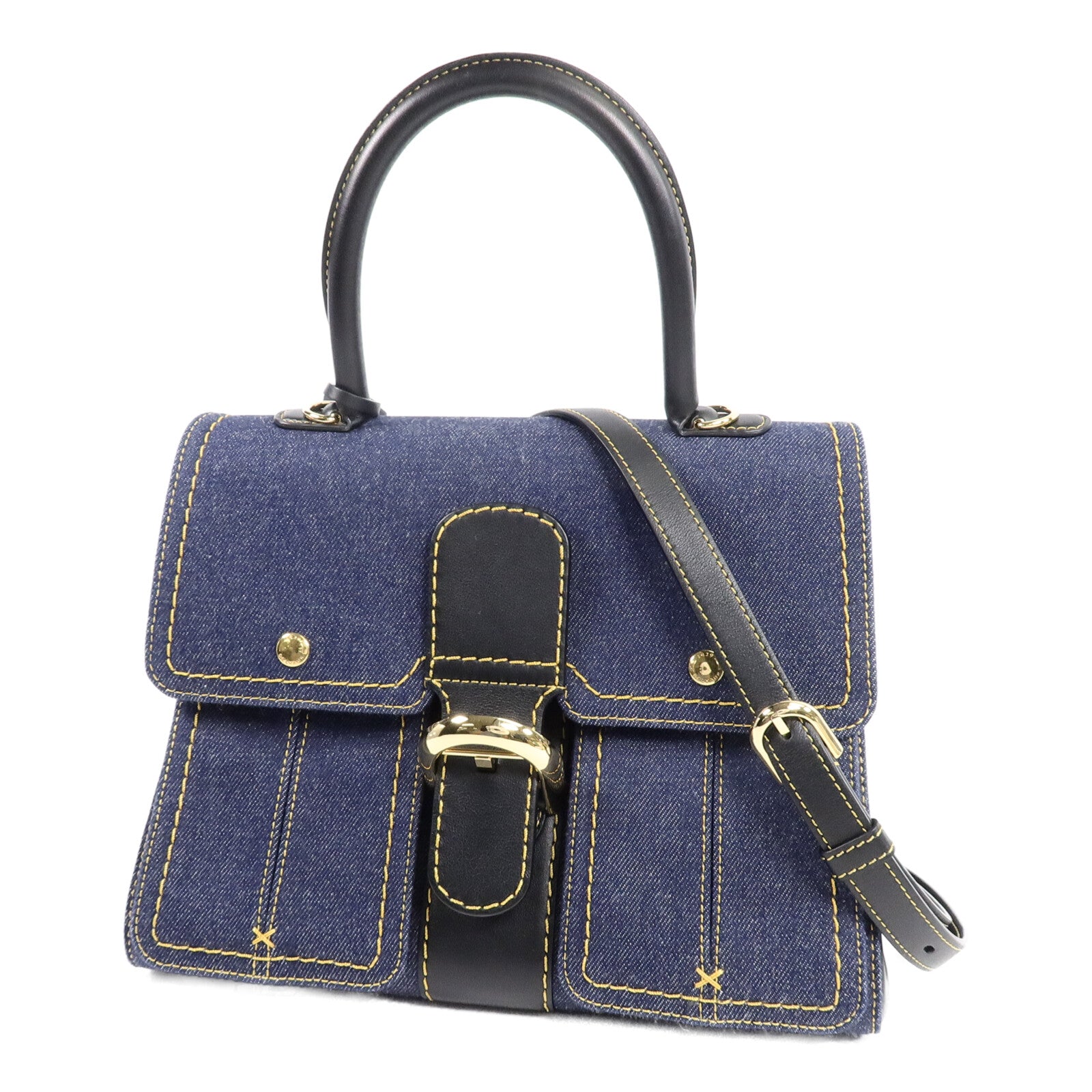Delvaux 牛仔布Brillant Trench手挽肩背兩用袋