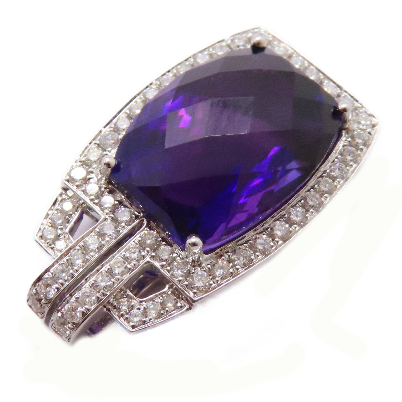 JEWELRY 18K白金Amethyst Diamond Pendant Top紫晶/鑽石吊墜