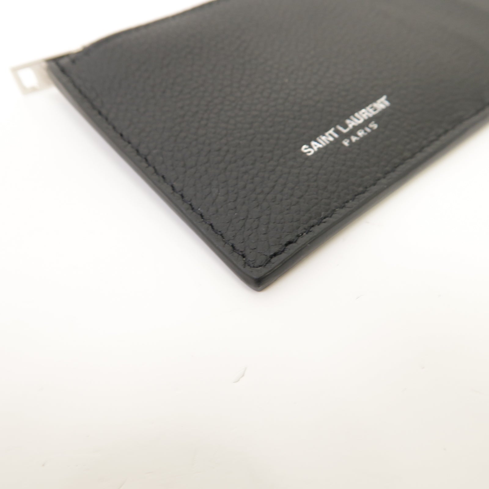 SAINT LAURENT 牛皮皮革Card Case銀扣卡片套黑色