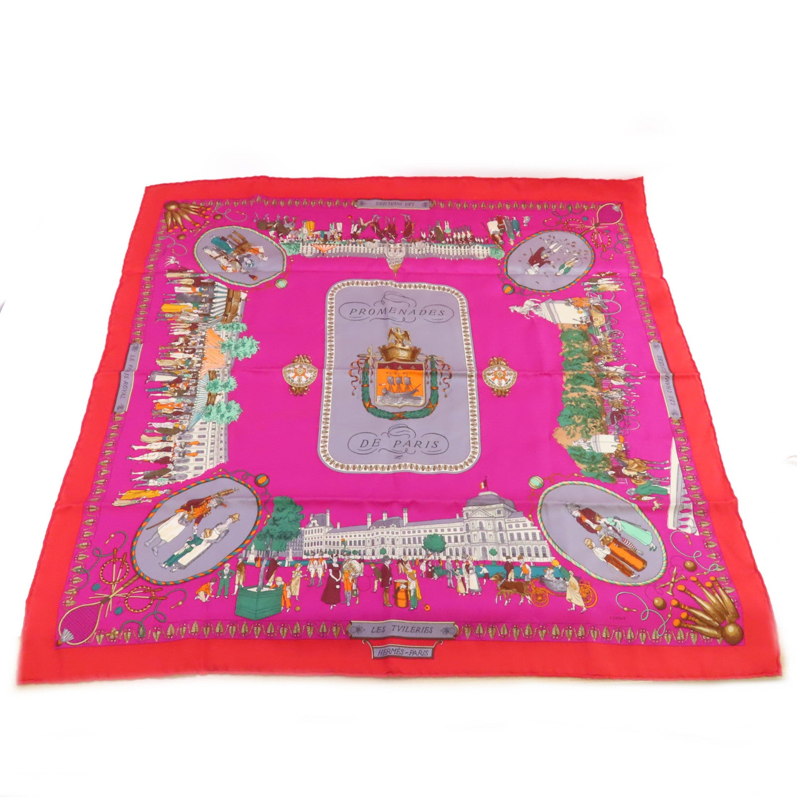 HERMES 絲質65x65 Scarf絲巾紫色/紅色/彩色
