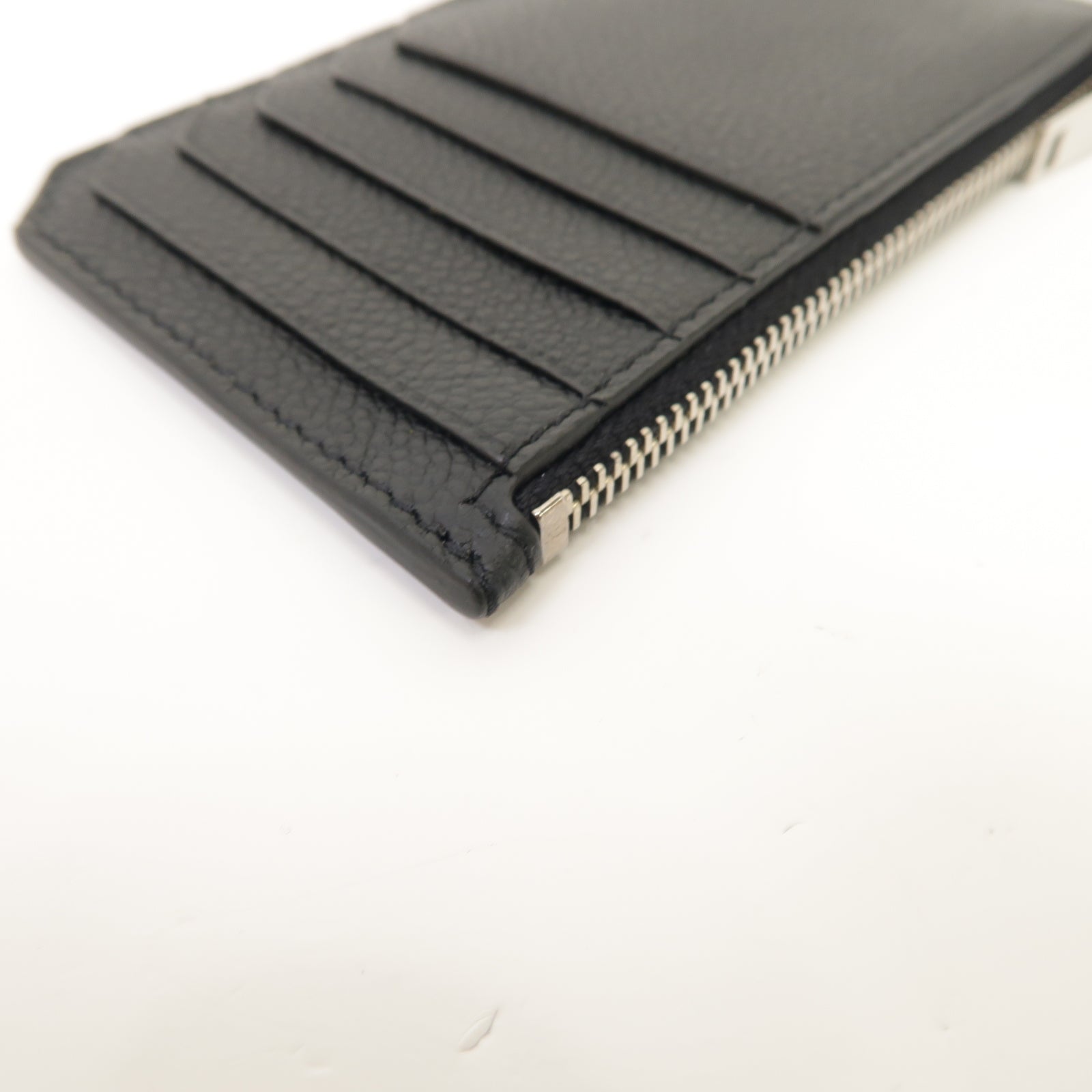 SAINT LAURENT 牛皮皮革Card Case銀扣卡片套黑色
