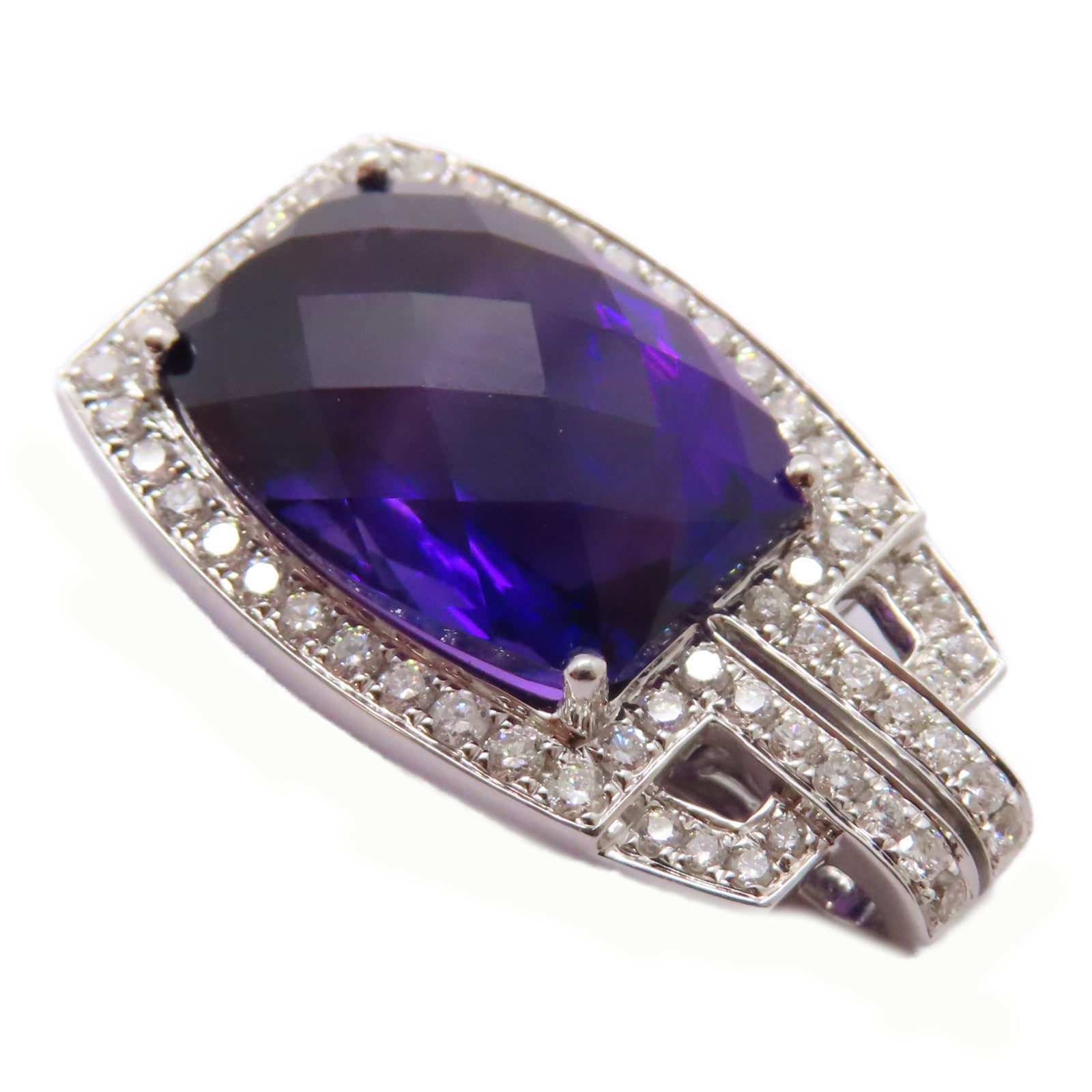 JEWELRY 18K白金Amethyst Diamond Pendant Top紫晶/鑽石吊墜