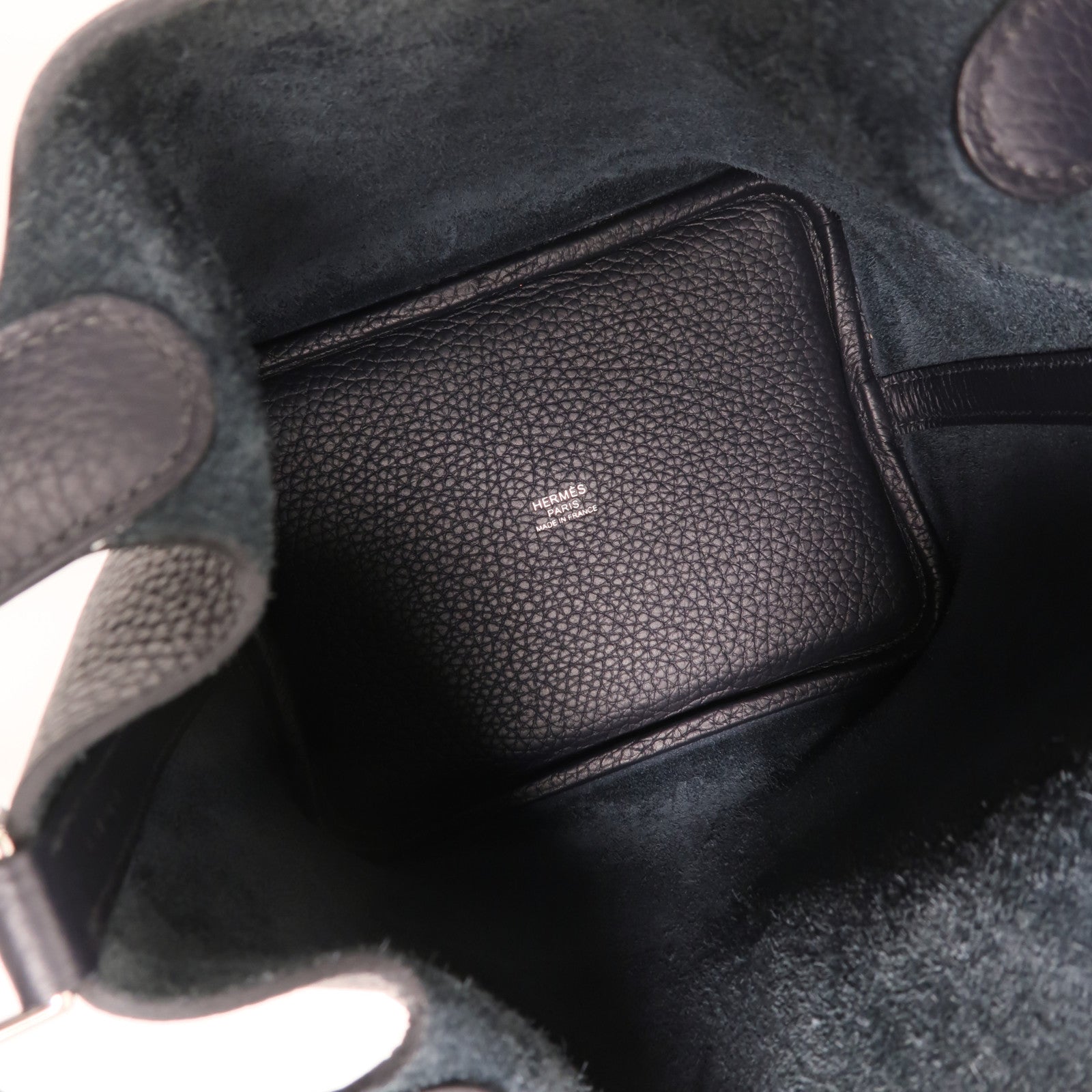 HERMES Clemence皮革Picotin PM銀扣手挽袋Bleu Nuit
