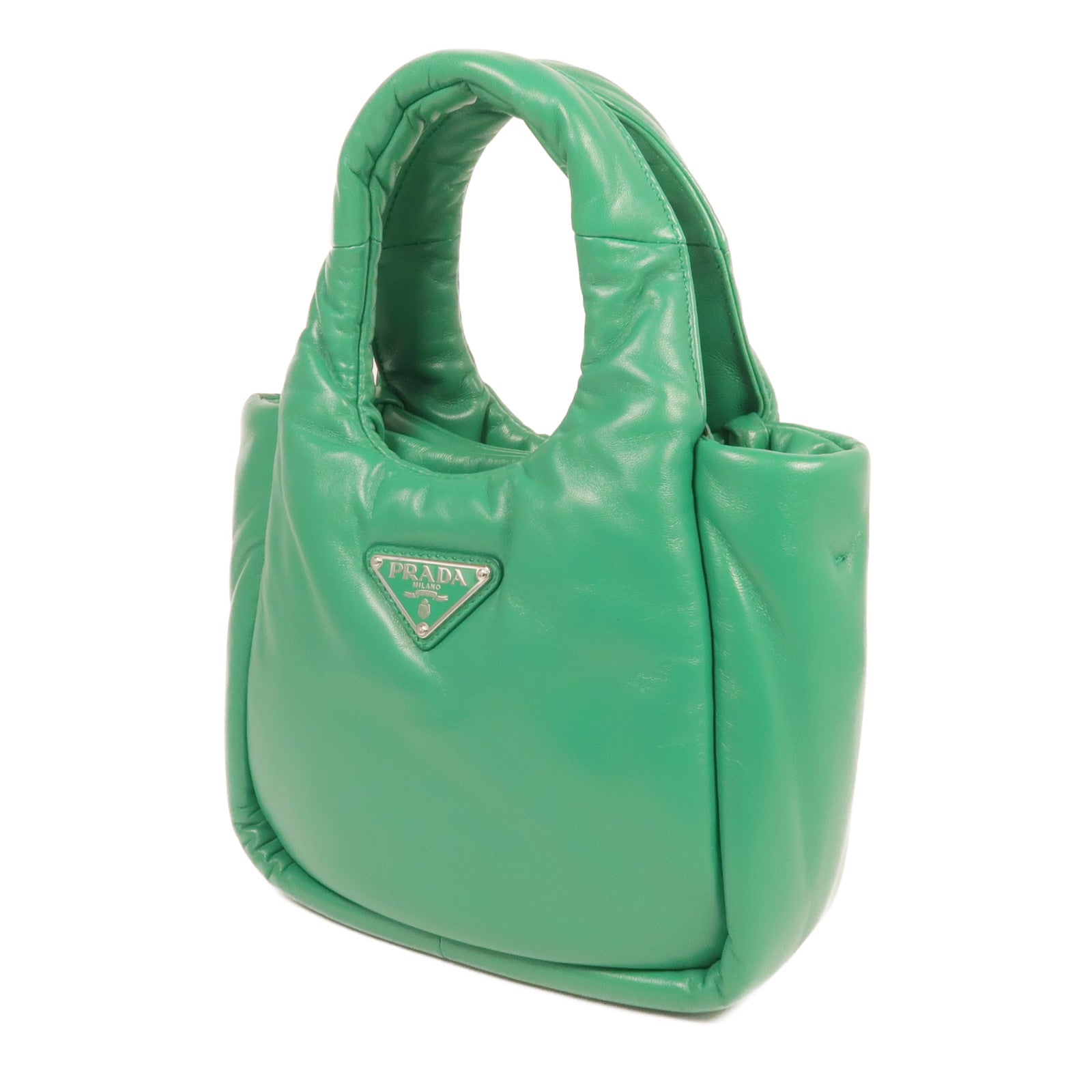 PRADA 【激減優惠】Nappa皮革Small Soft Padded Bag銀扣手挽肩背兩用袋