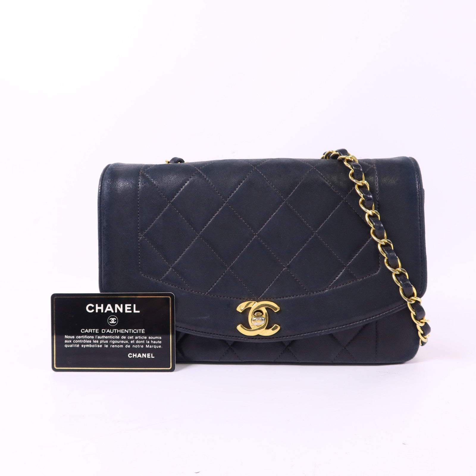 CHANEL 羊皮皮革Diana金扣鏈帶肩背袋