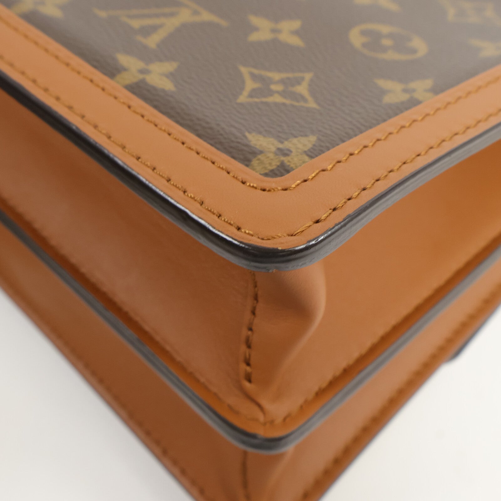 LOUIS VUITTON Monogram/Monogram Reverse Dauphine MM金扣手挽肩背兩用袋棕色