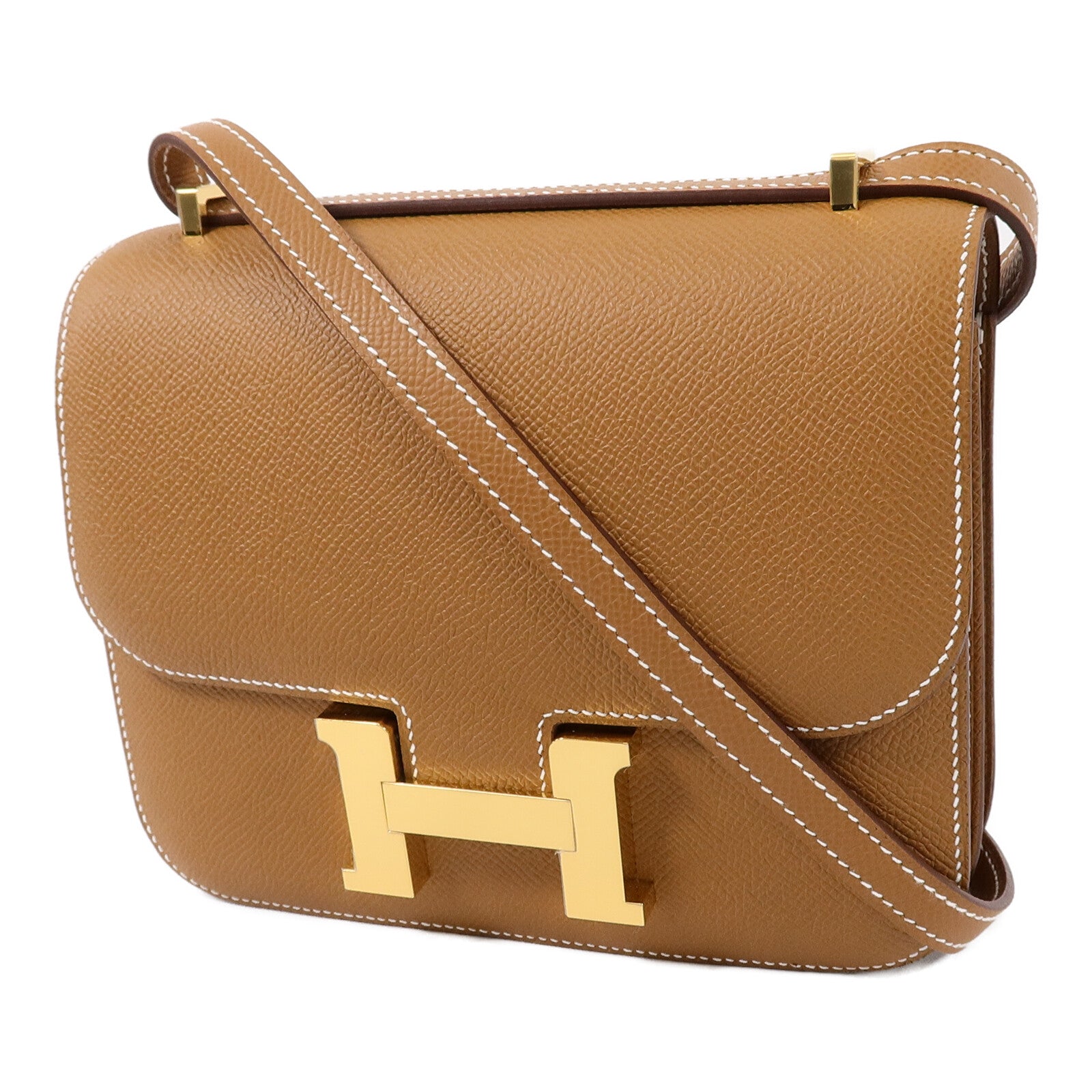 HERMES Epsom皮革Constance Mini肩背袋Gold