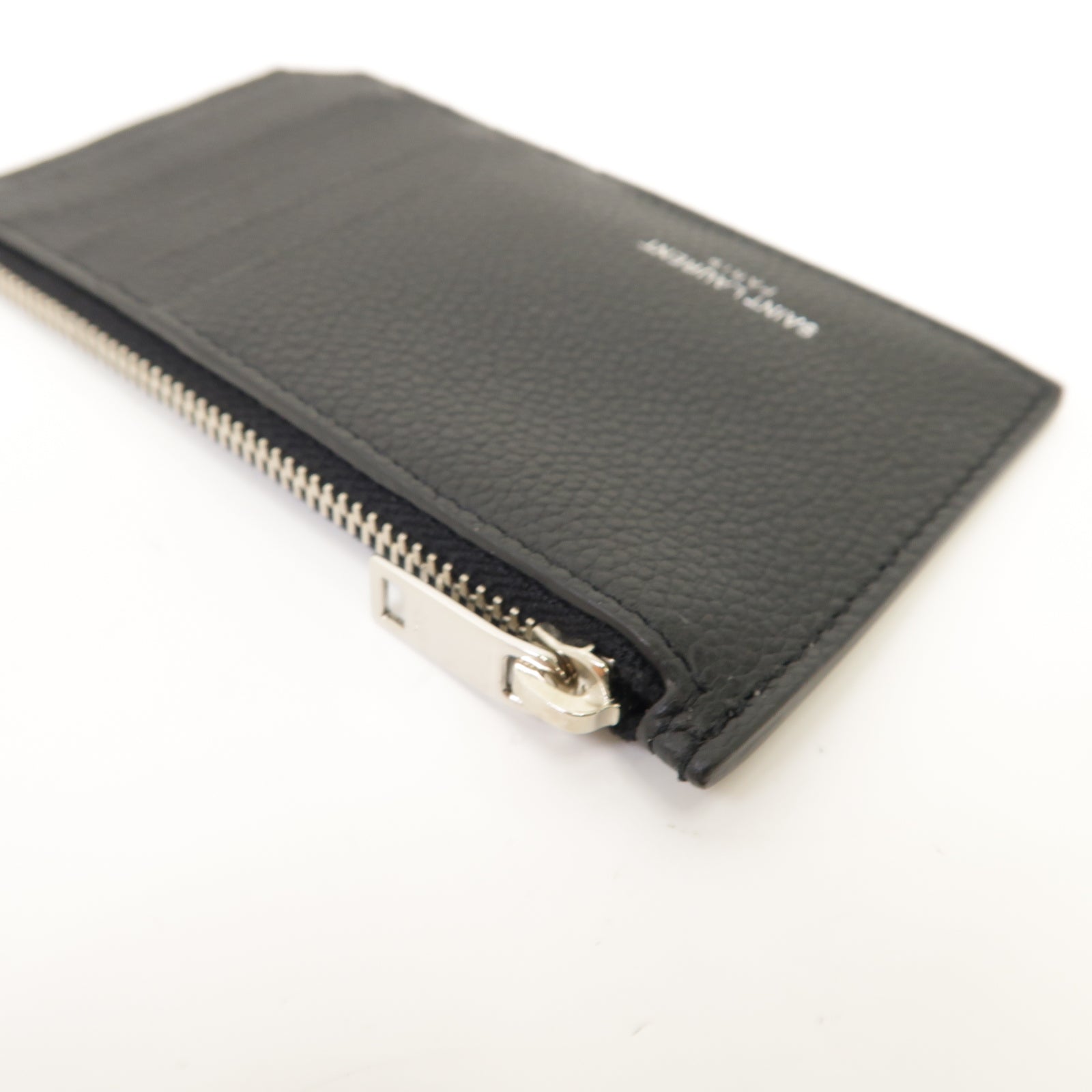 SAINT LAURENT 牛皮皮革Card Case銀扣卡片套黑色