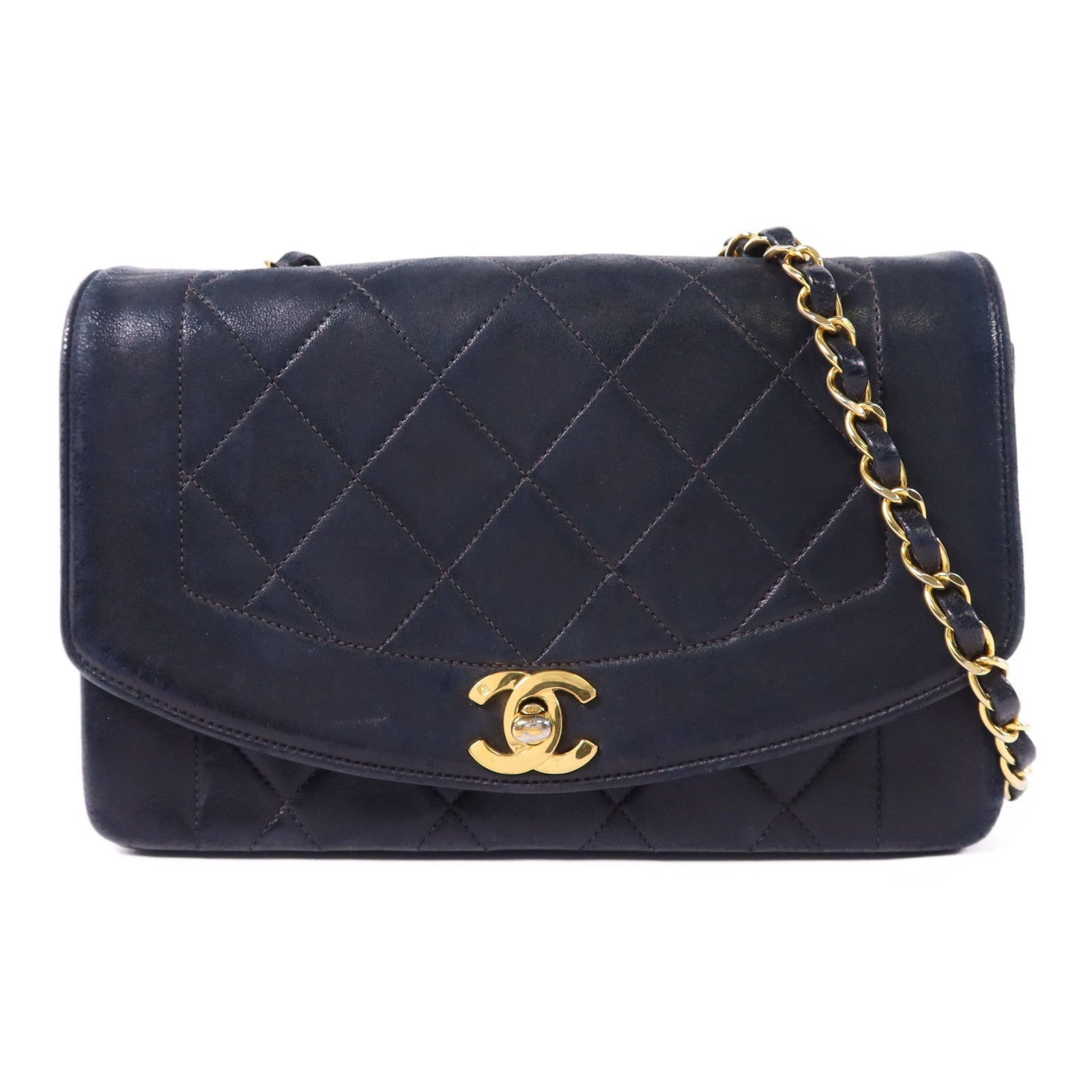 CHANEL 羊皮皮革Diana金扣鏈帶肩背袋