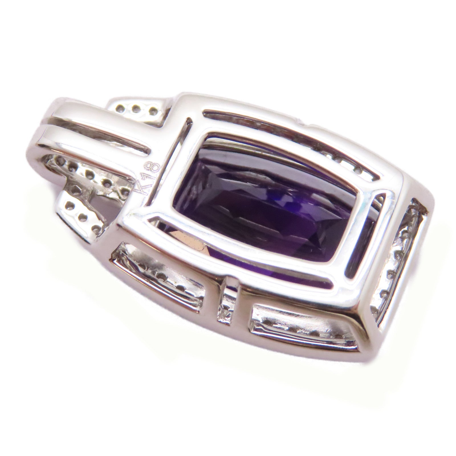 JEWELRY 18K白金Amethyst Diamond Pendant Top紫晶/鑽石吊墜