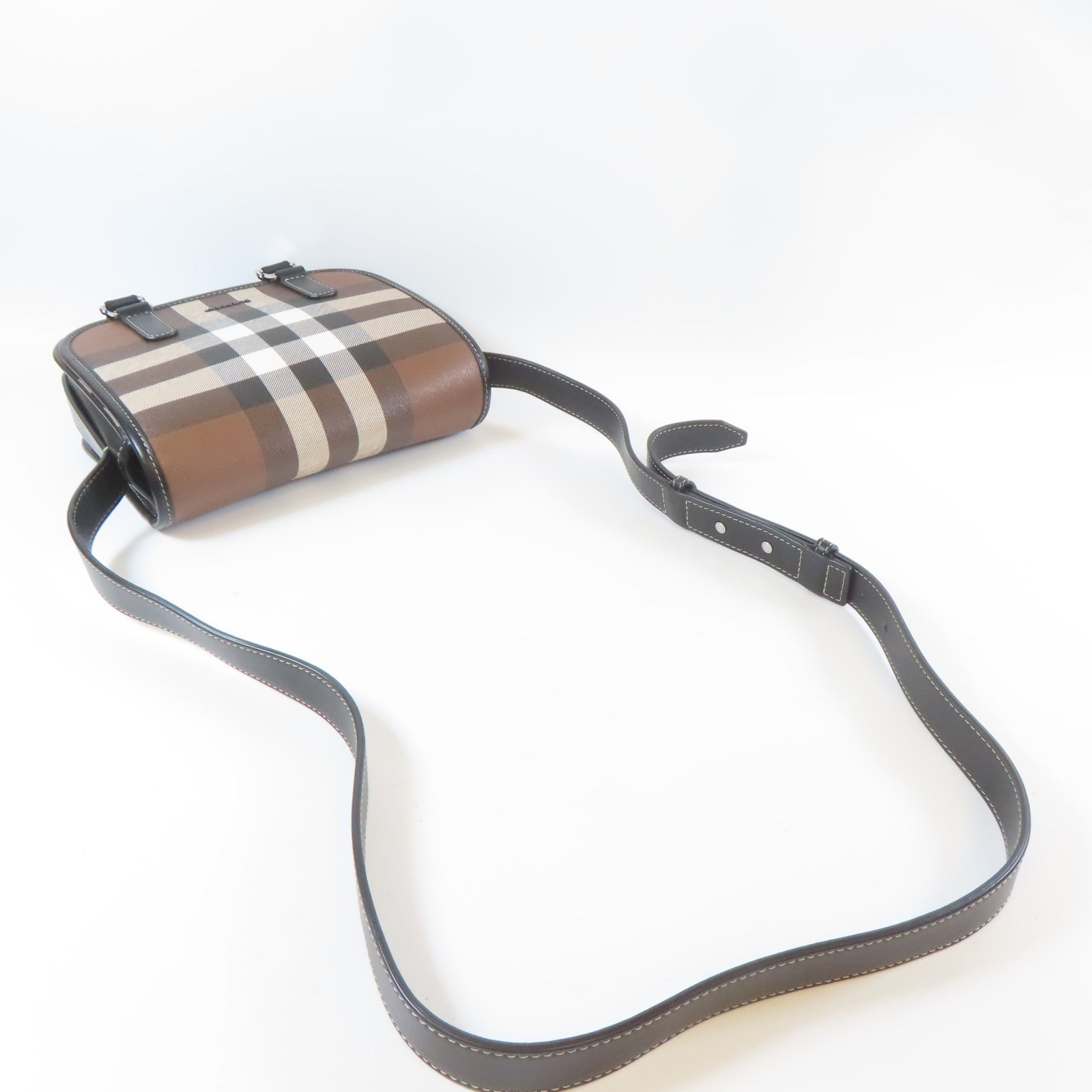 BURBERRY 塗層帆布Shoulder Bag銀扣肩背袋啡色