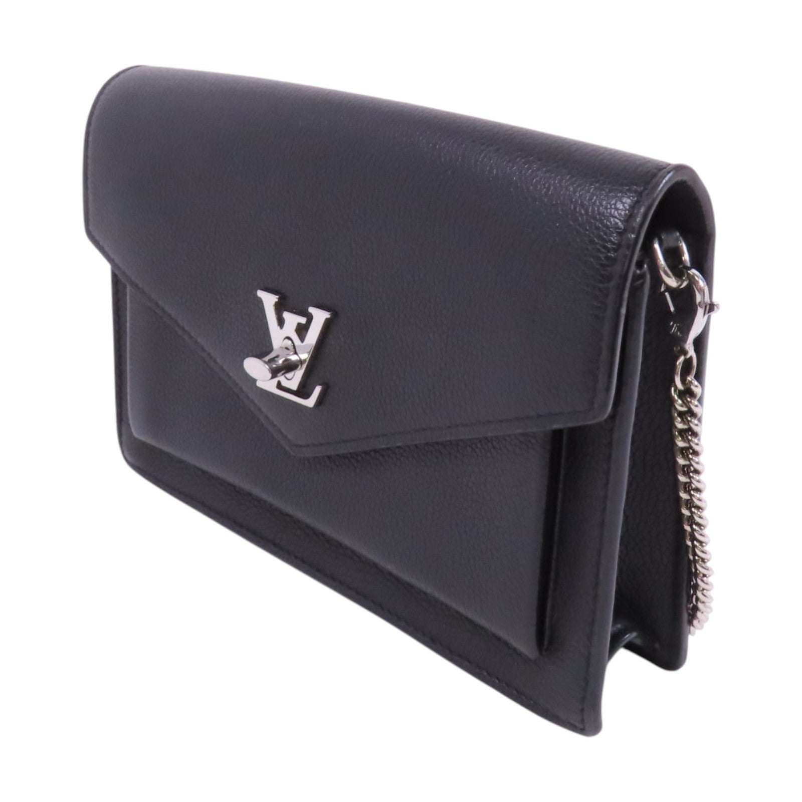 LOUIS VUITTON 牛皮皮革My Lock Me銀扣鏈帶肩背袋