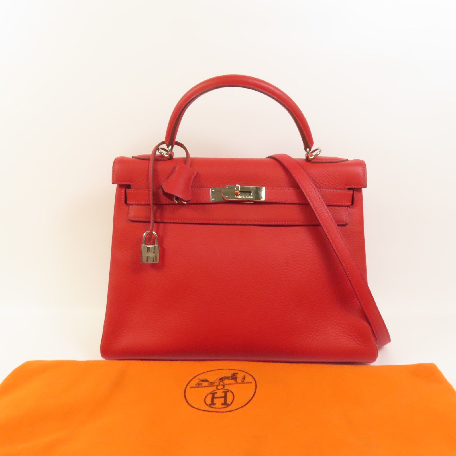 HERMES Togo皮革Kelly 32手挽肩背兩用袋Rouge de Coeur