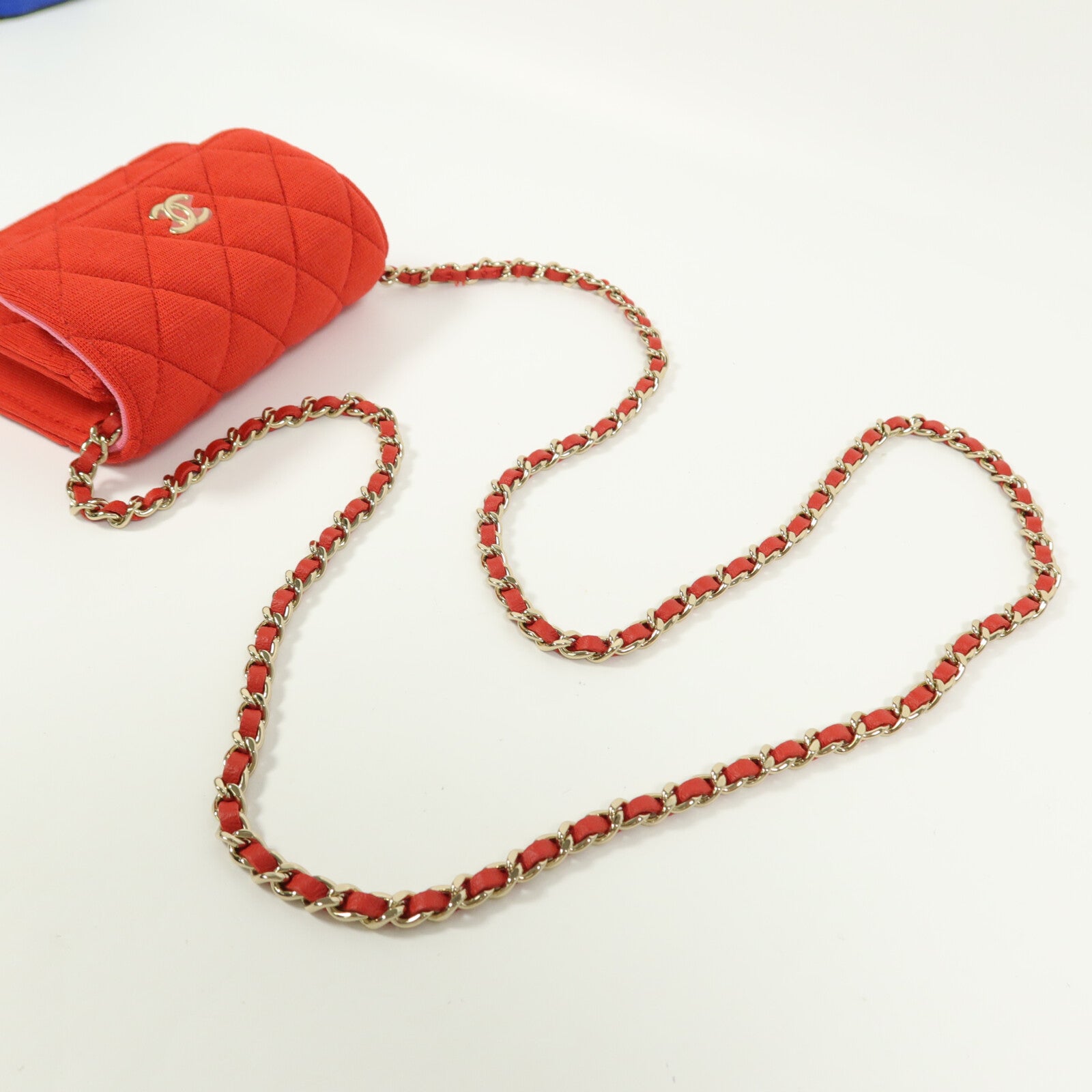 CHANEL Jersey Quilted Mini Flap Clutch With Chain鏈帶肩背袋