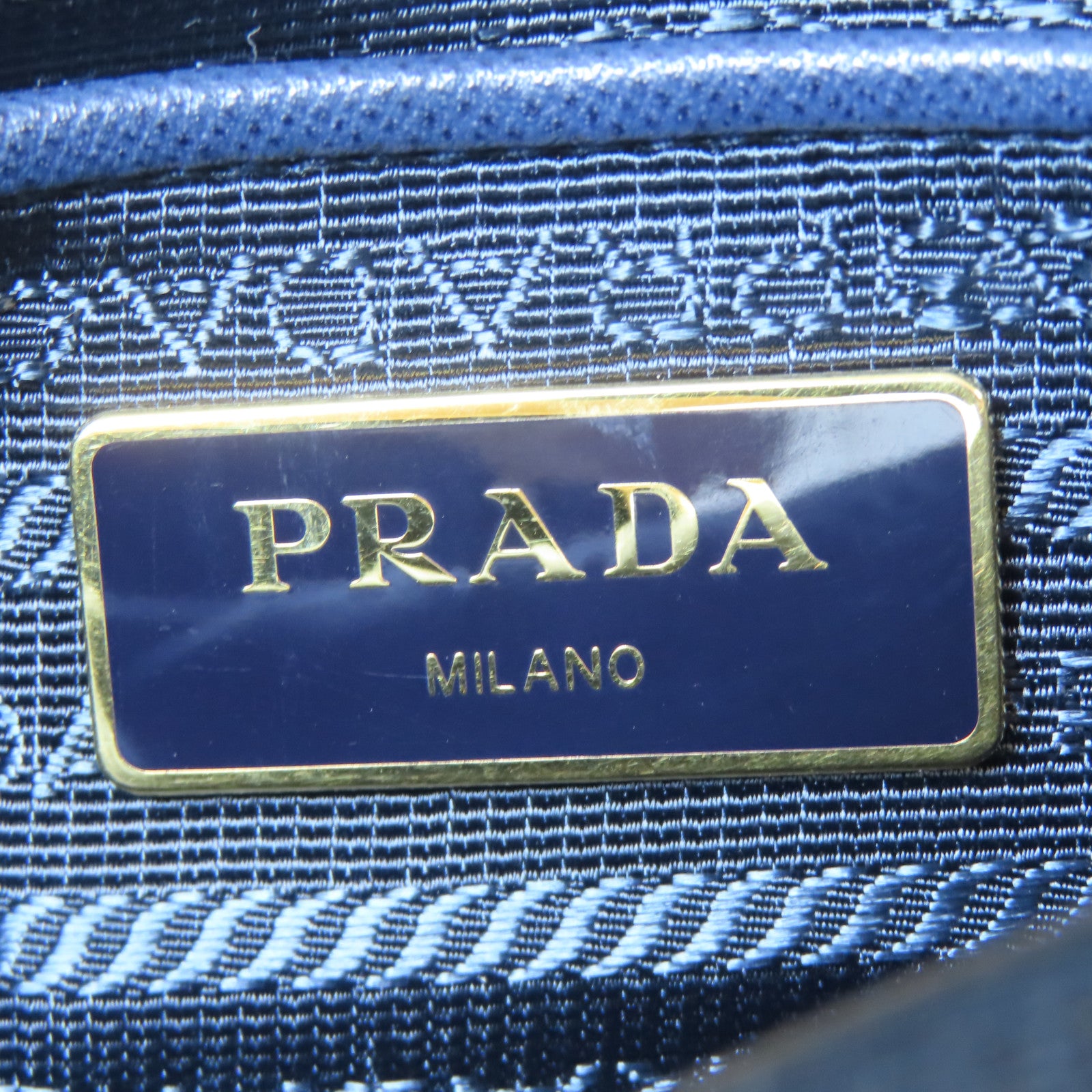 PRADA 尼龍Shoulder Bag金扣手挽肩背兩用袋深藍色